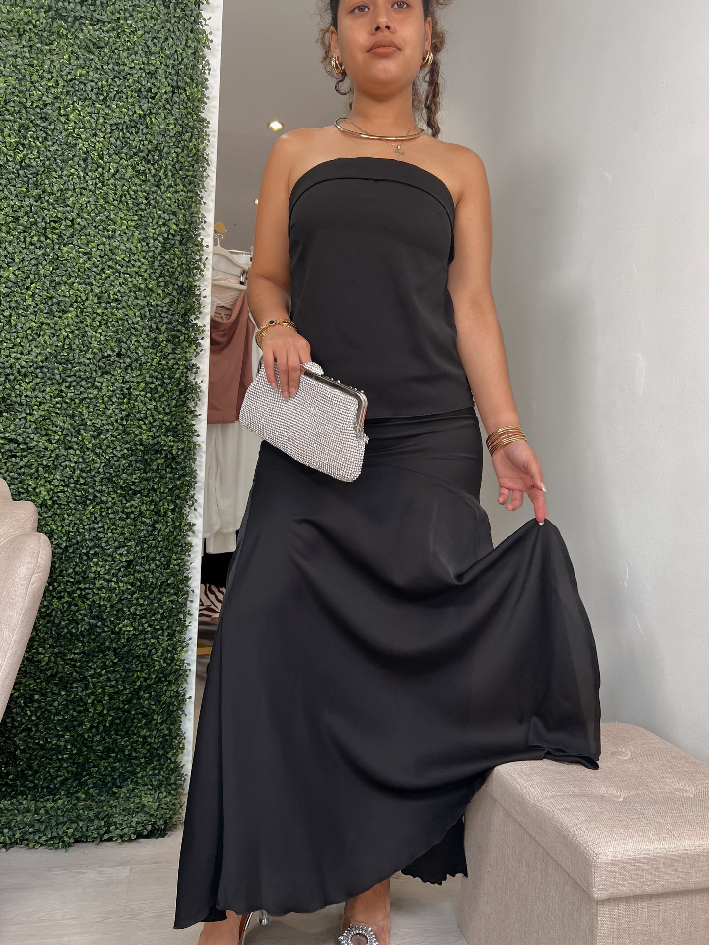 Black Bandeau Top & Maxi Skirt Set
