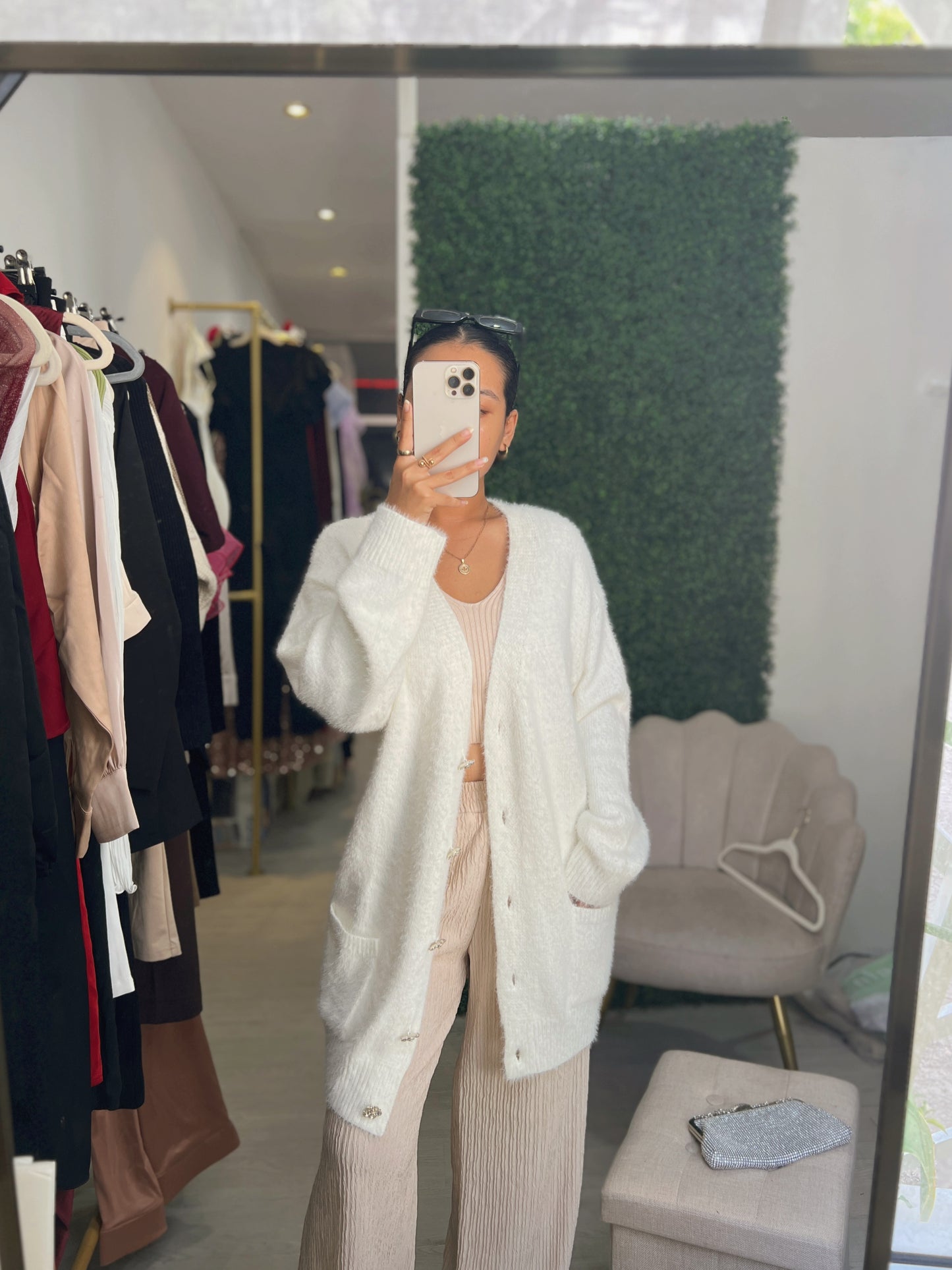 White Fuzzy Cardigan