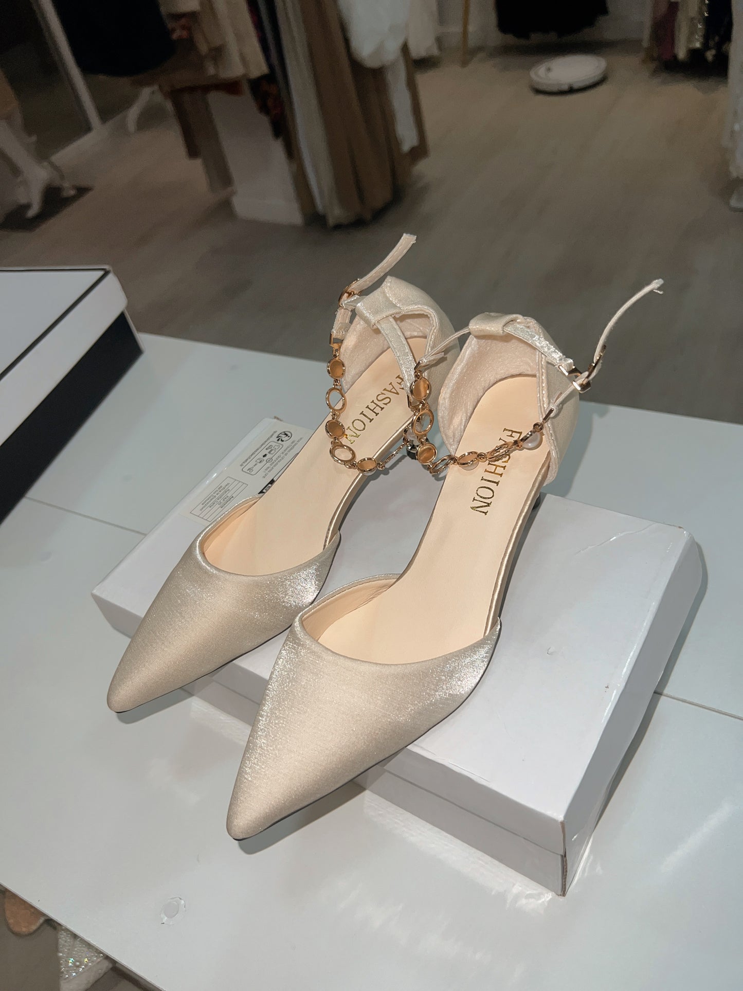 Champagne Satin Pumps
