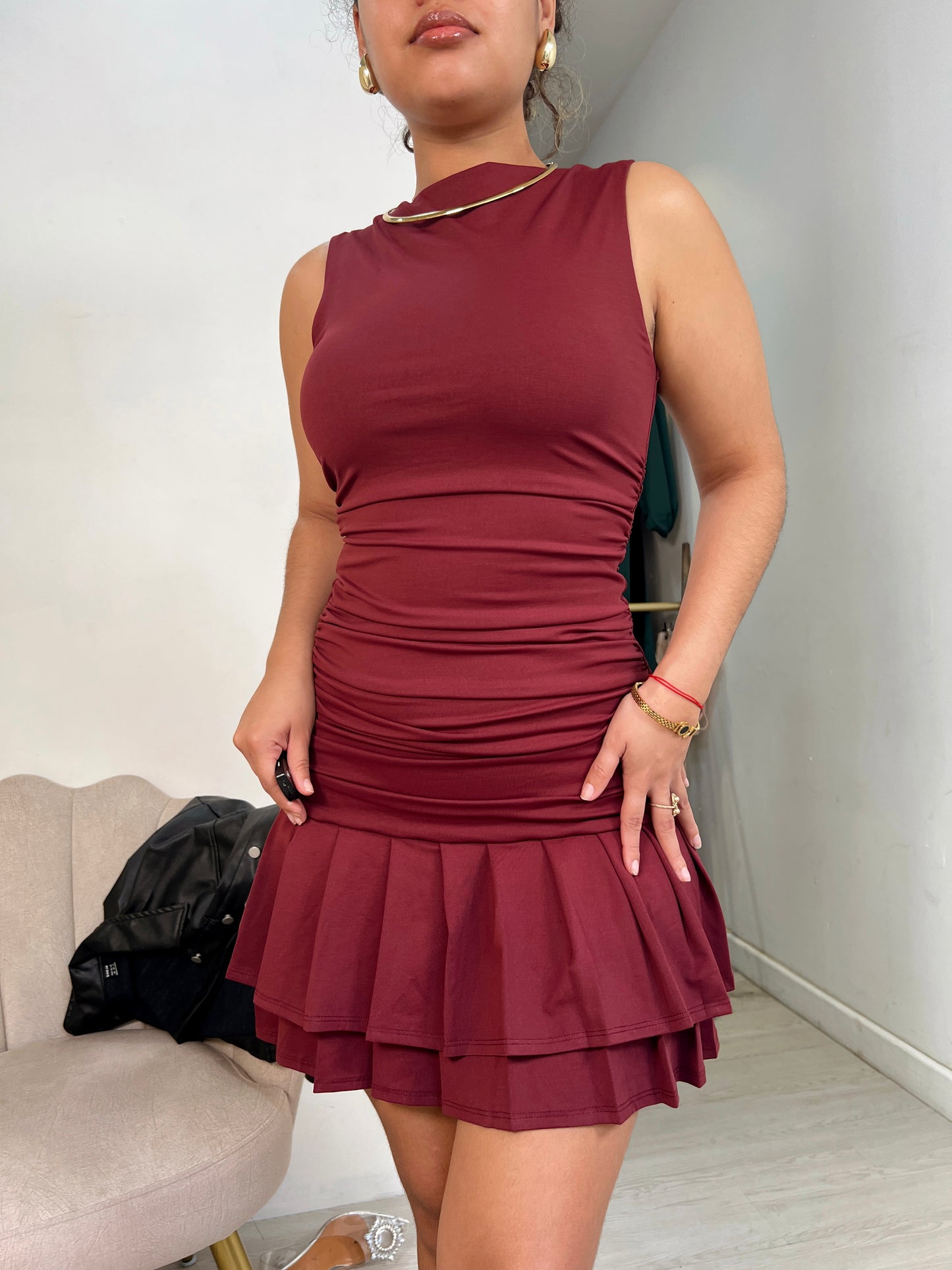 Maroon Pleated