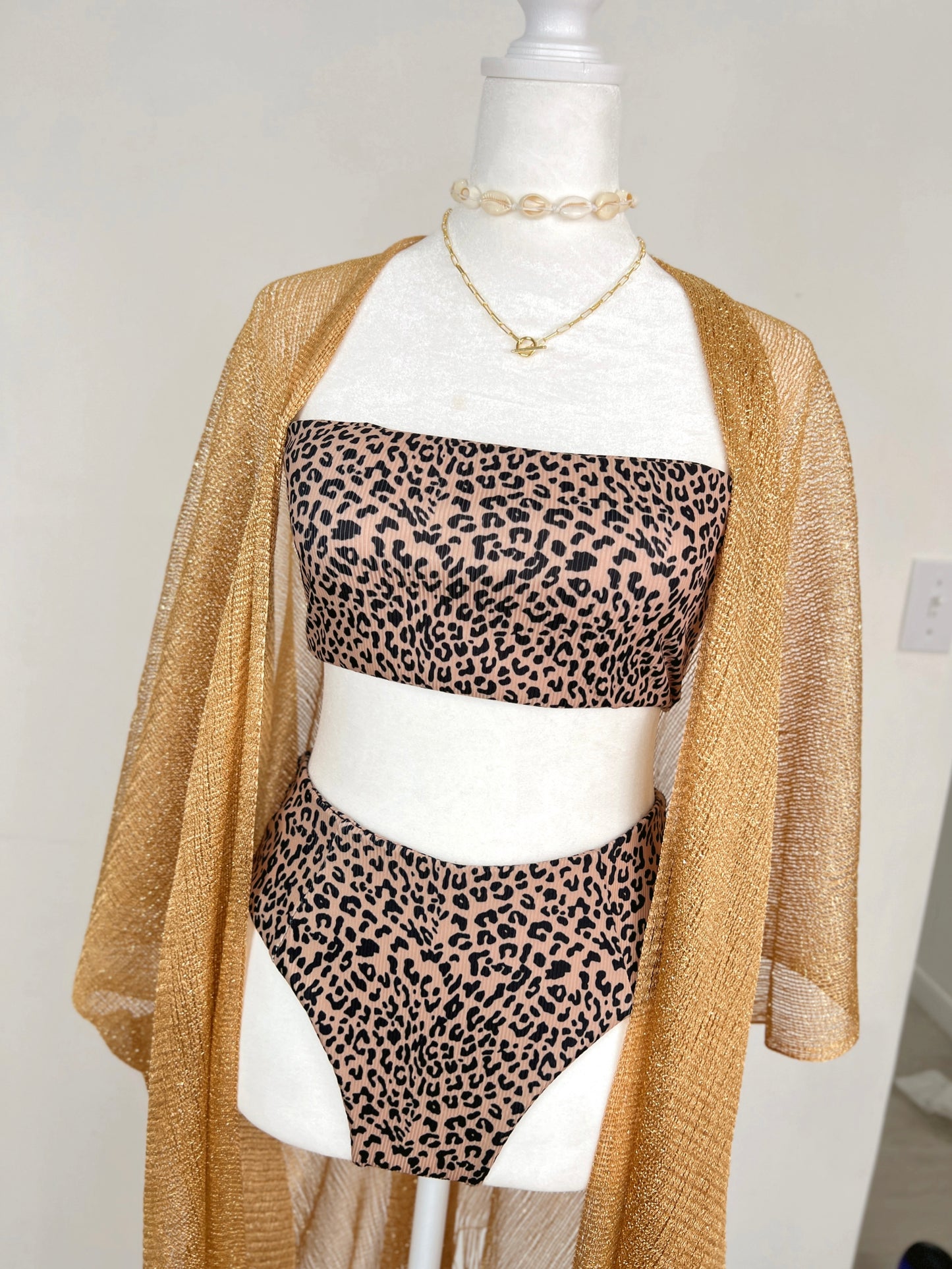 Cheetah Ribbed High Waist Bikini
