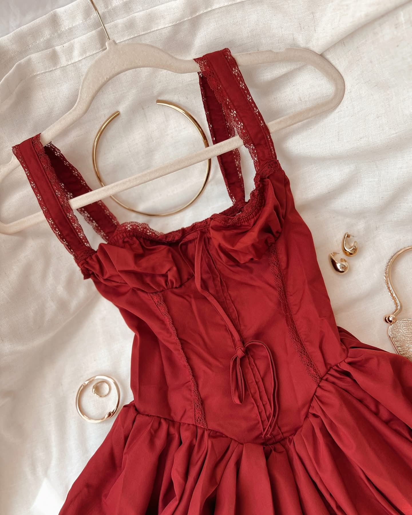 Maroon Tulle Bustier Mini Dress