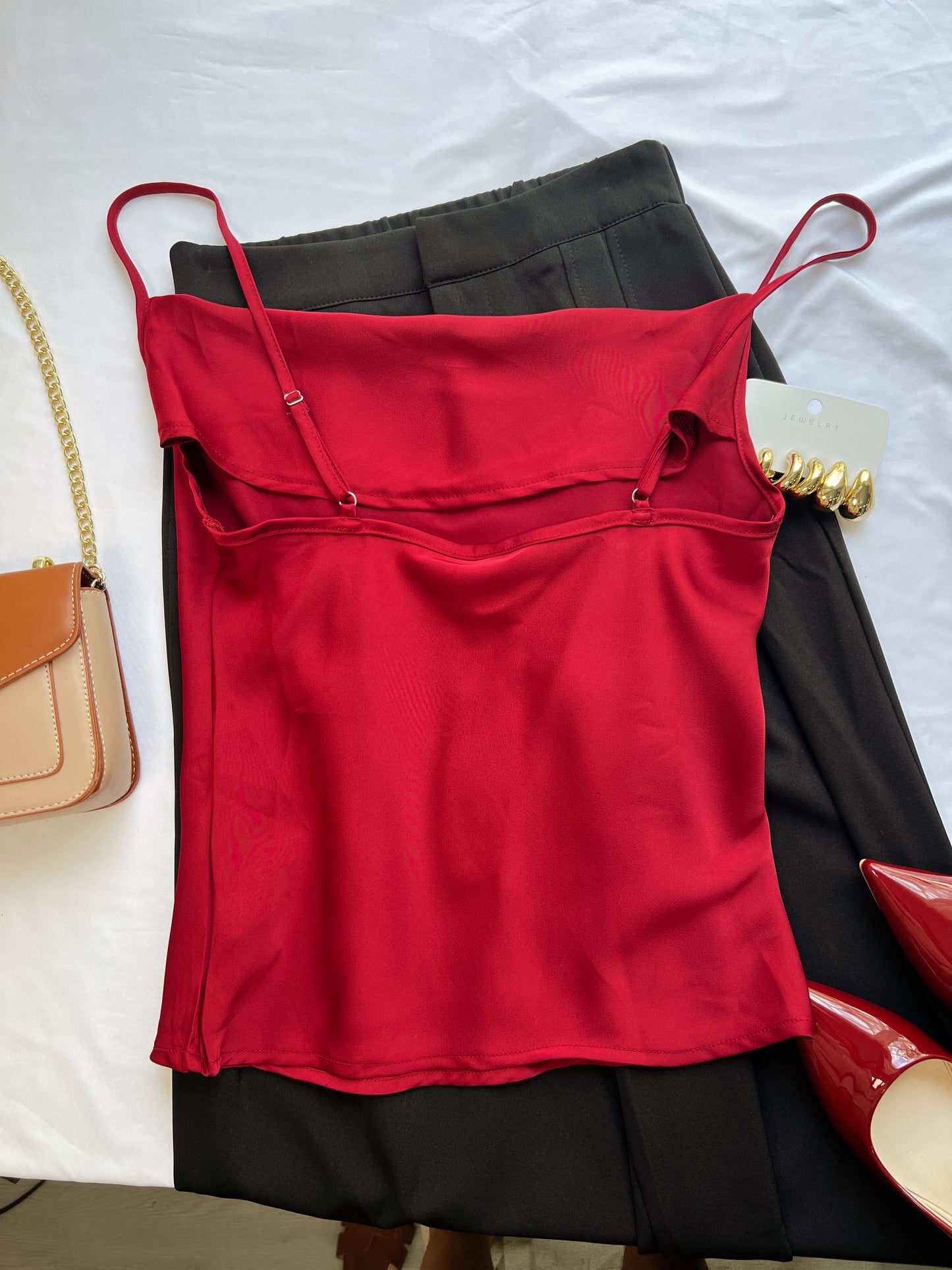 Wine Silk Cowl Neck Top