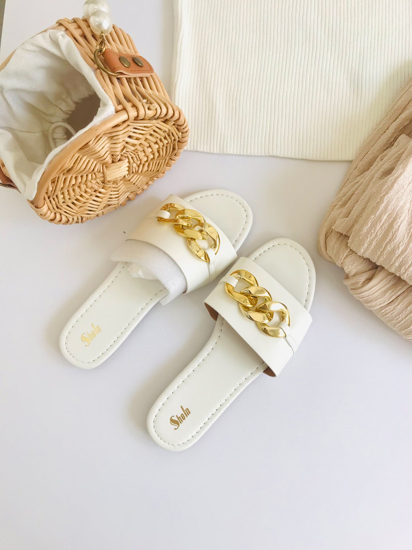 White Chain Slippers