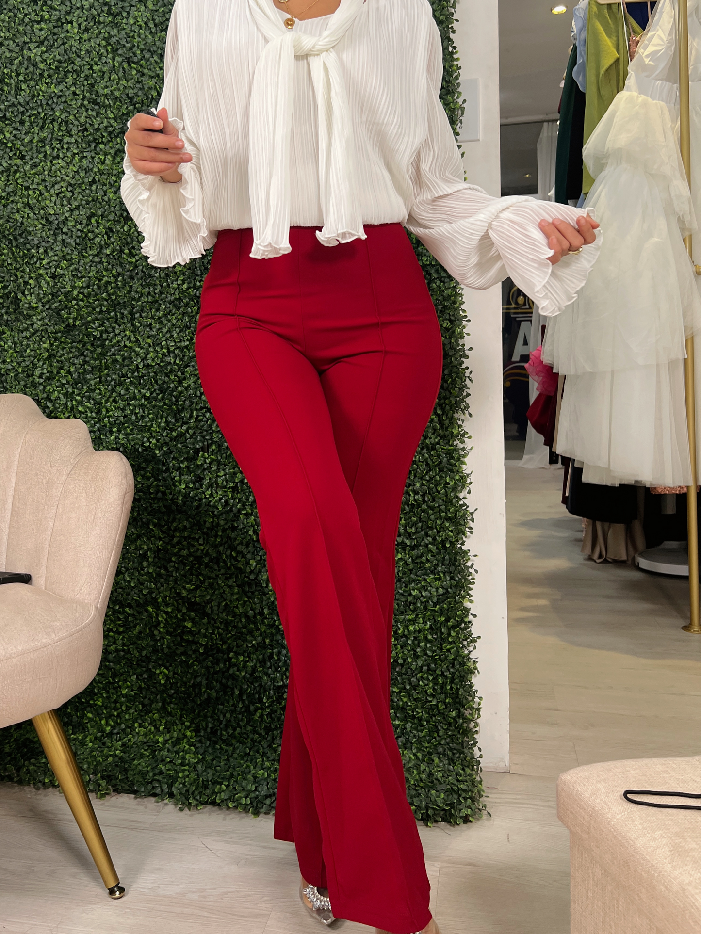 Burgundy Wide Leg Trouser