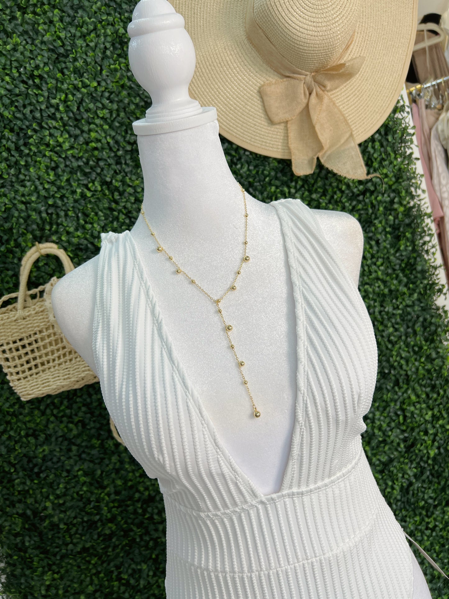 White Ribknit One Piece Swimsuit