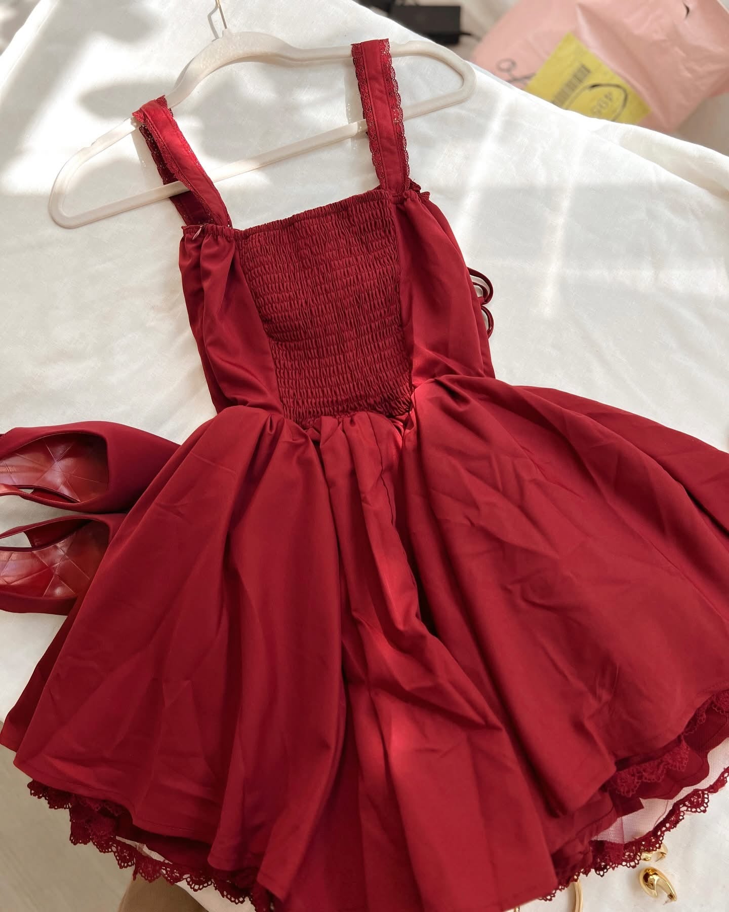 Maroon Tulle Bustier Mini Dress