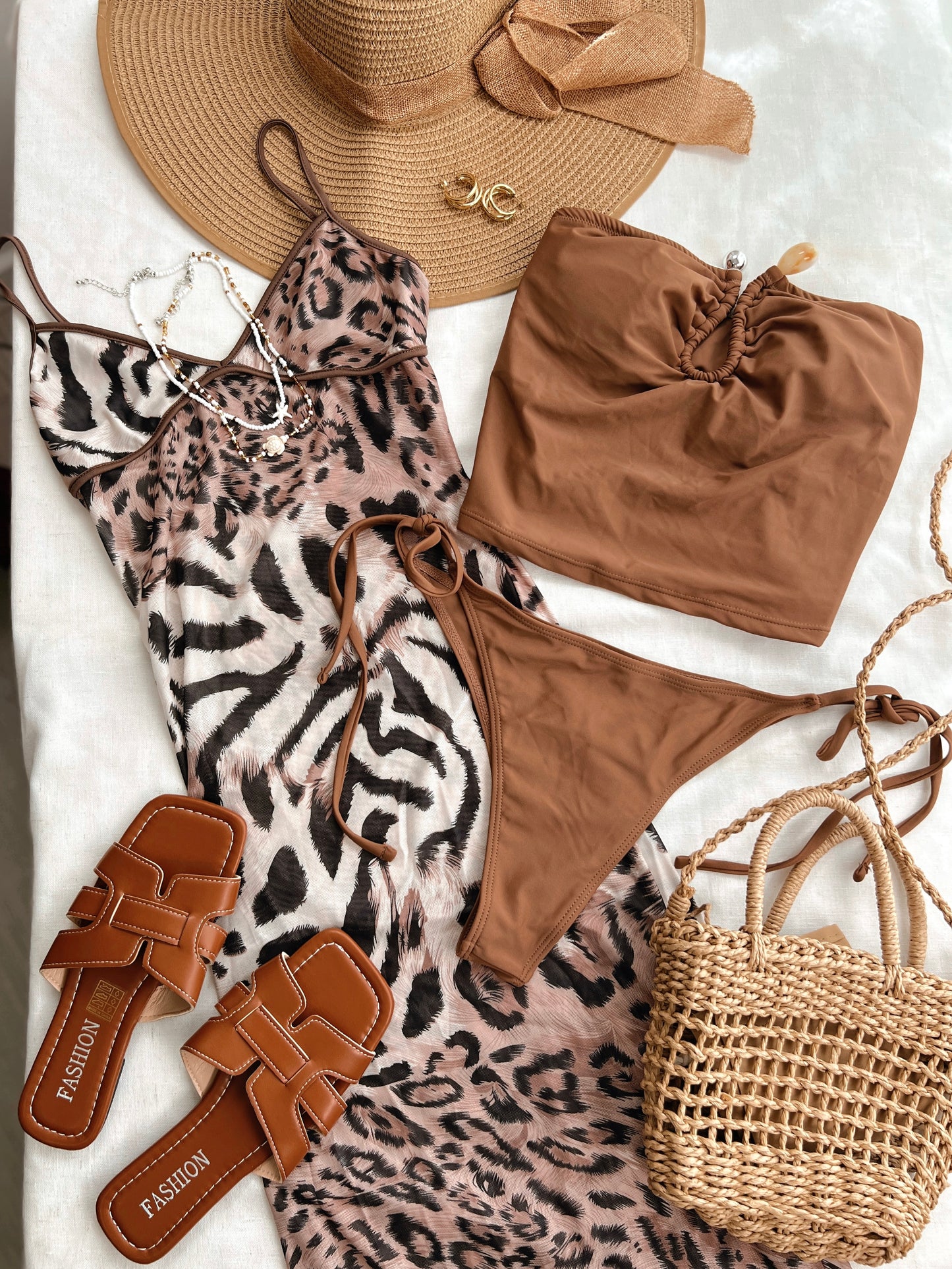 Leopard/ Tiger Mesh Maxi Dress