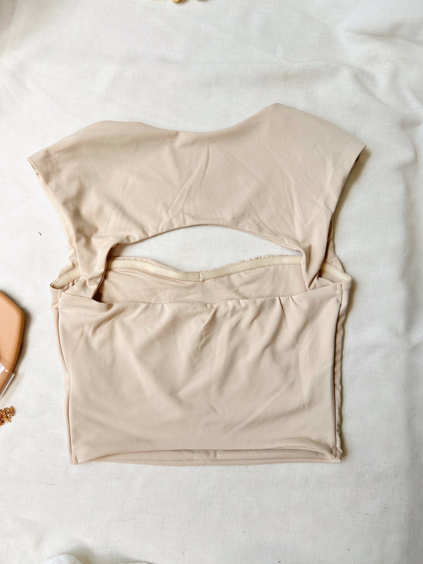 Beige Cut Out Crop Top