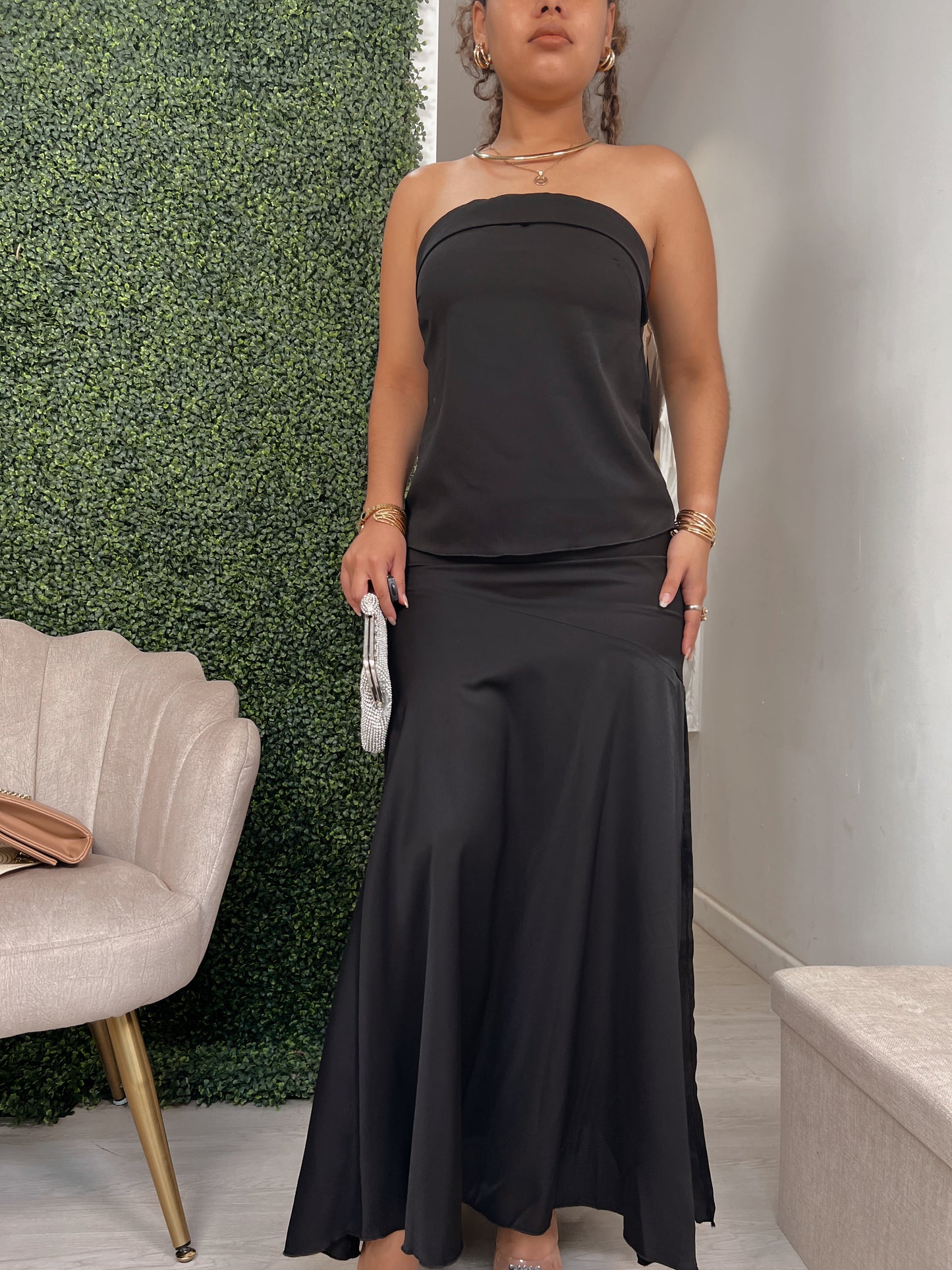 Black Bandeau Top & Maxi Skirt Set