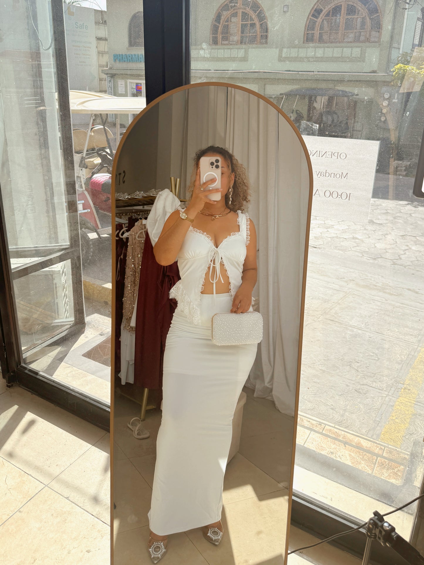 Off white cami top Maxi Skirt Set