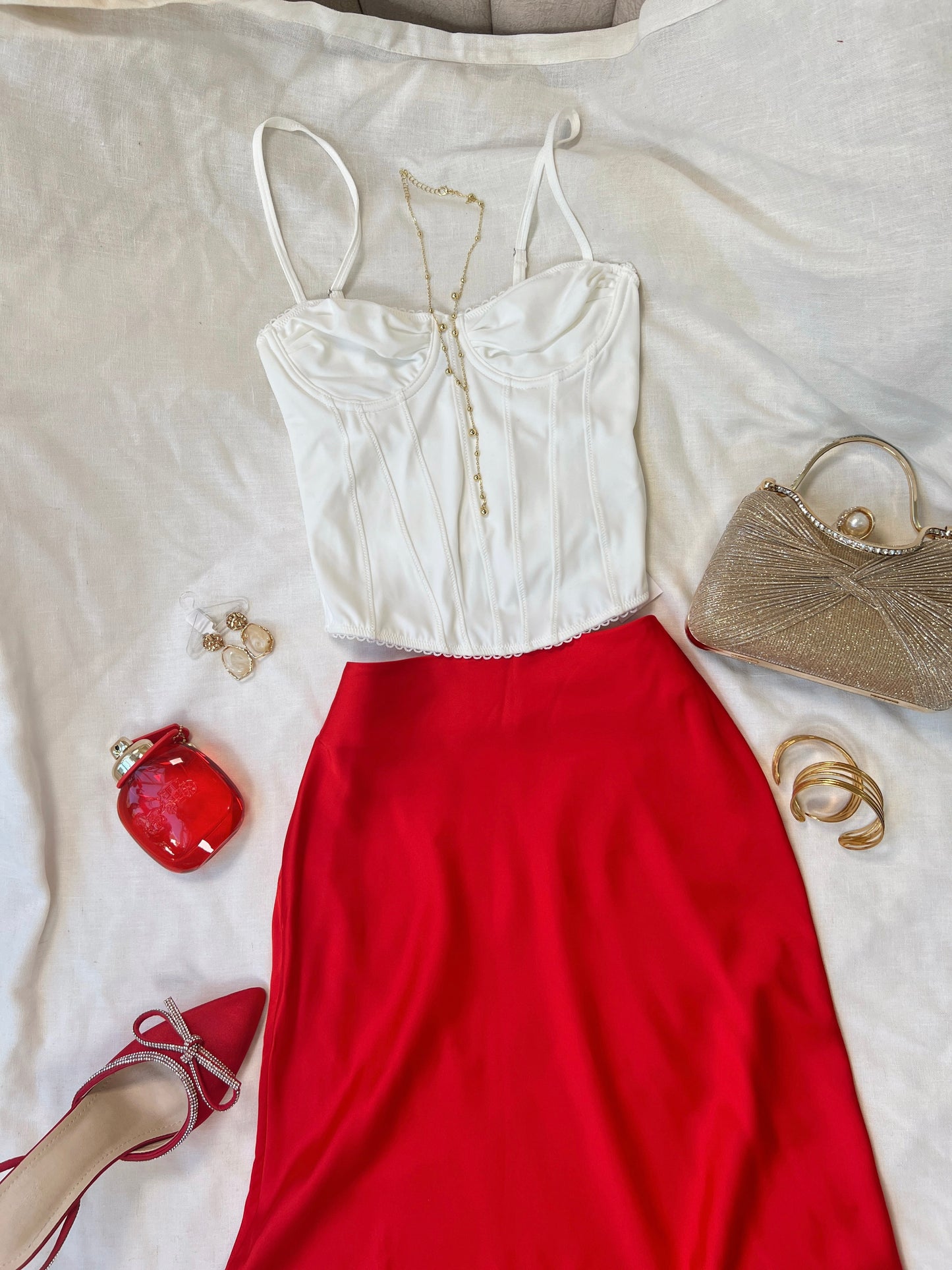 White Bustier Slimfit Top