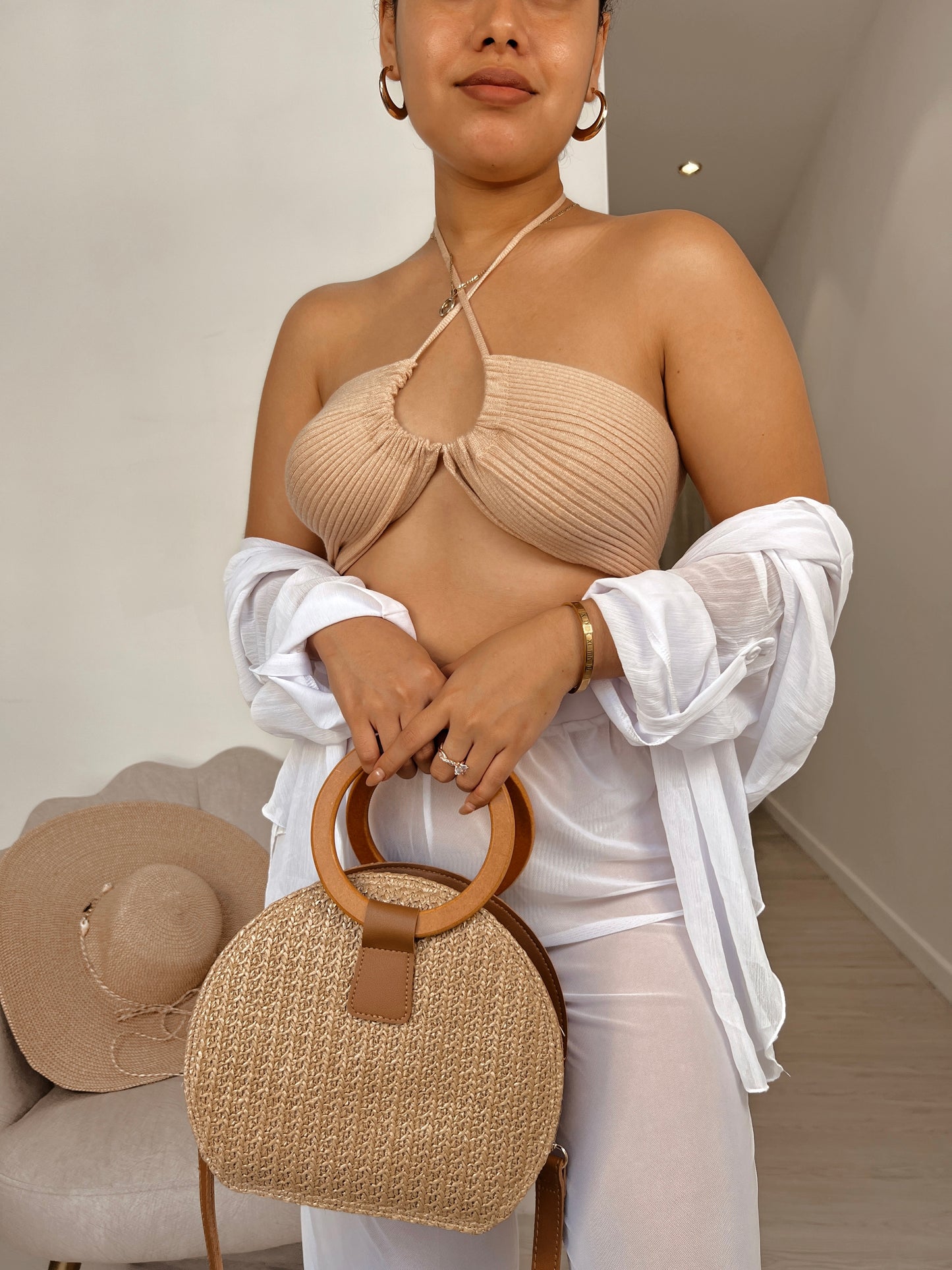 Nude Ribknit Crop Top