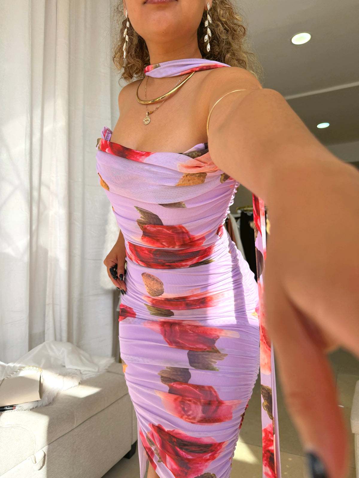 2pc Lilac Floral Bustier Dress
