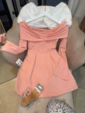 Pink Sleeved Bardot Dress