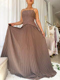 Mocha Brown Corset Pleated Victorian Gown