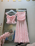2pc Baby Pink Laced Skirt Set