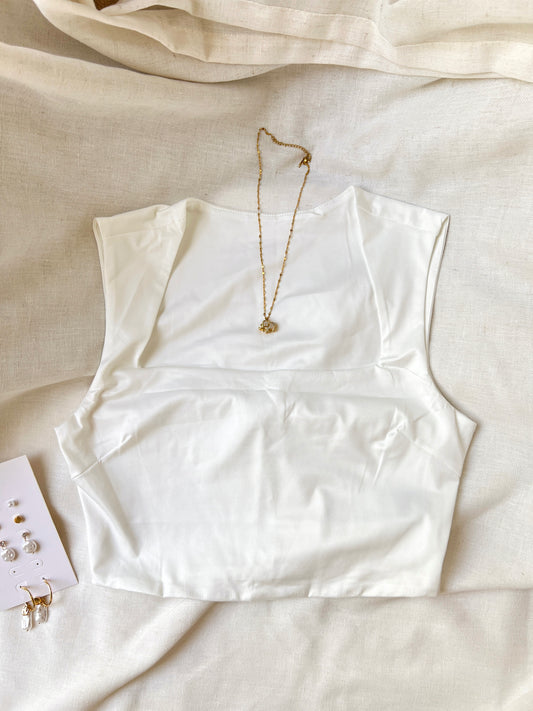 White Sweetheart Cami Crop Top