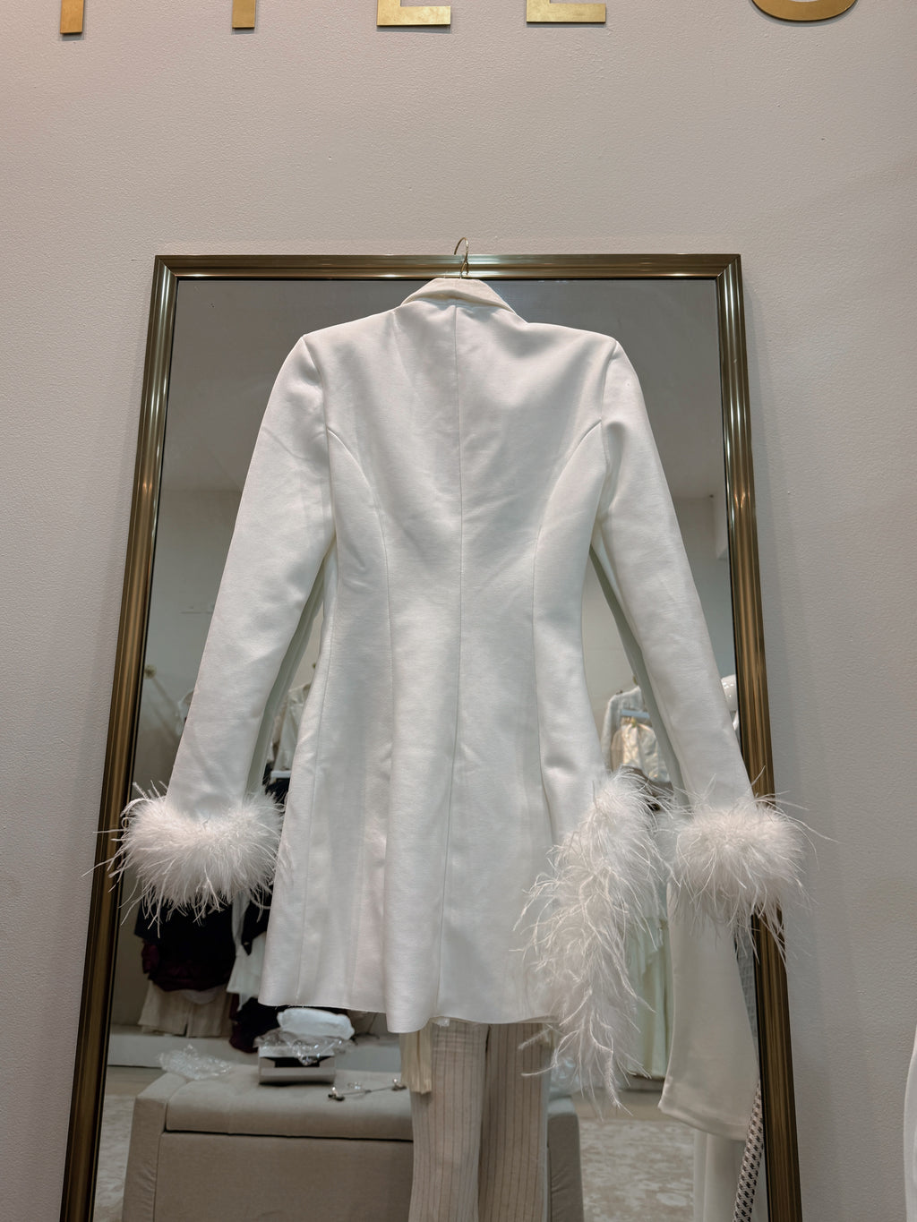 White Faux Fur Blazer Dress