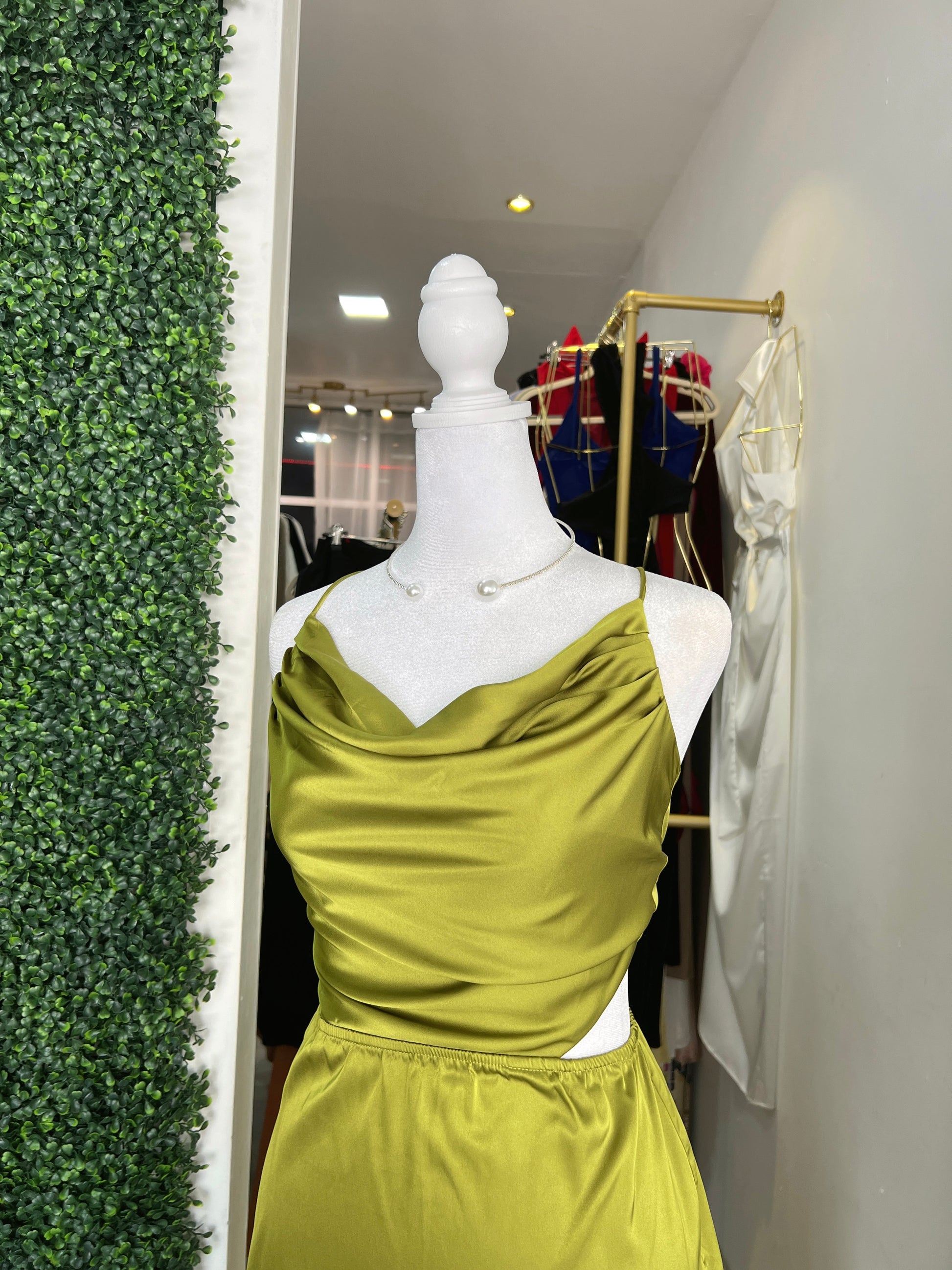 lime satin dress Alyssa Satin Maxi Dress (Lime) Large