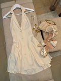 Cream Vest Plated Mini Dress