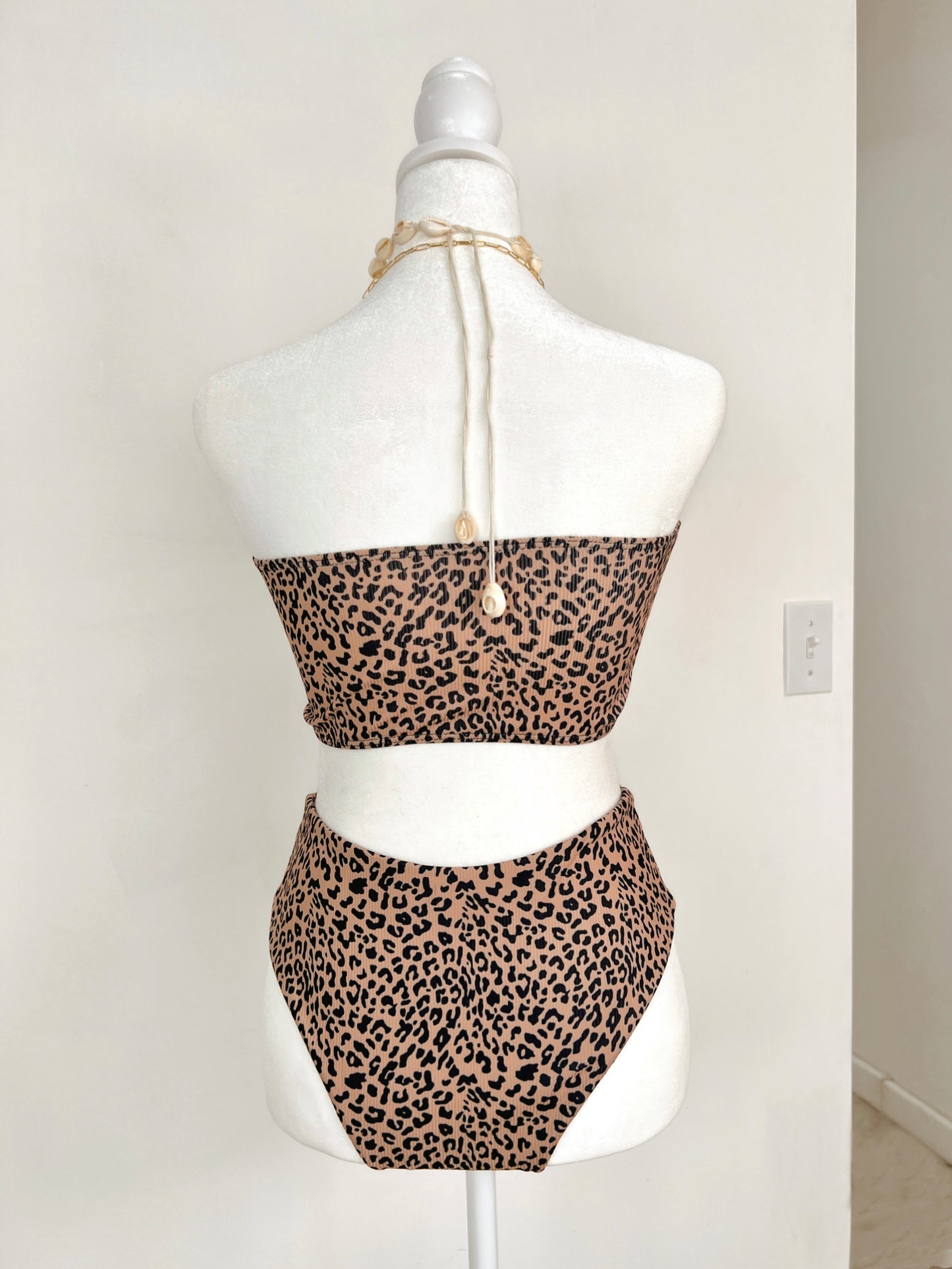 Cheetah Ribbed High Waist Bikini