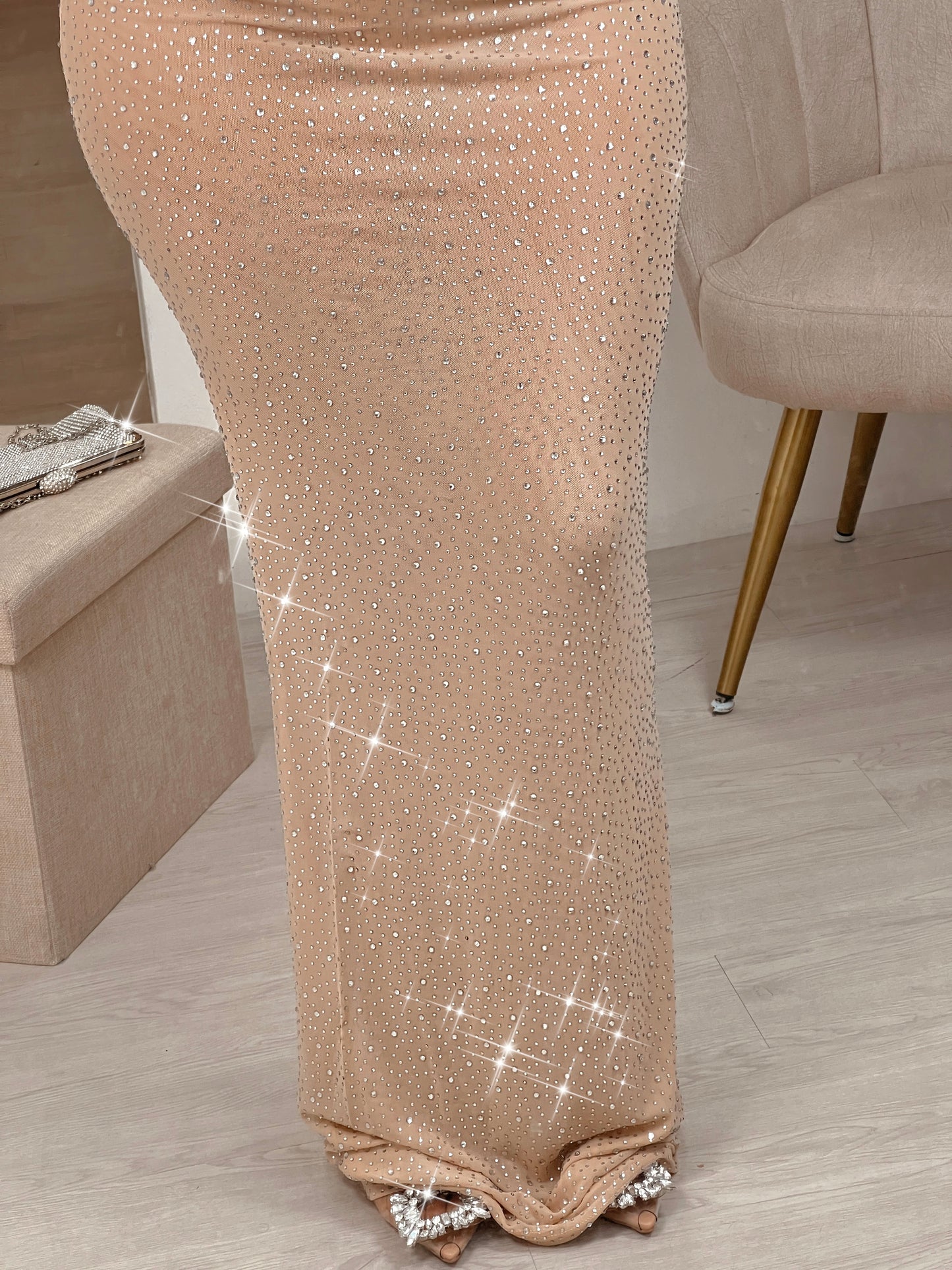 Marlyn Marnie Replicated Embellished Nude Gown