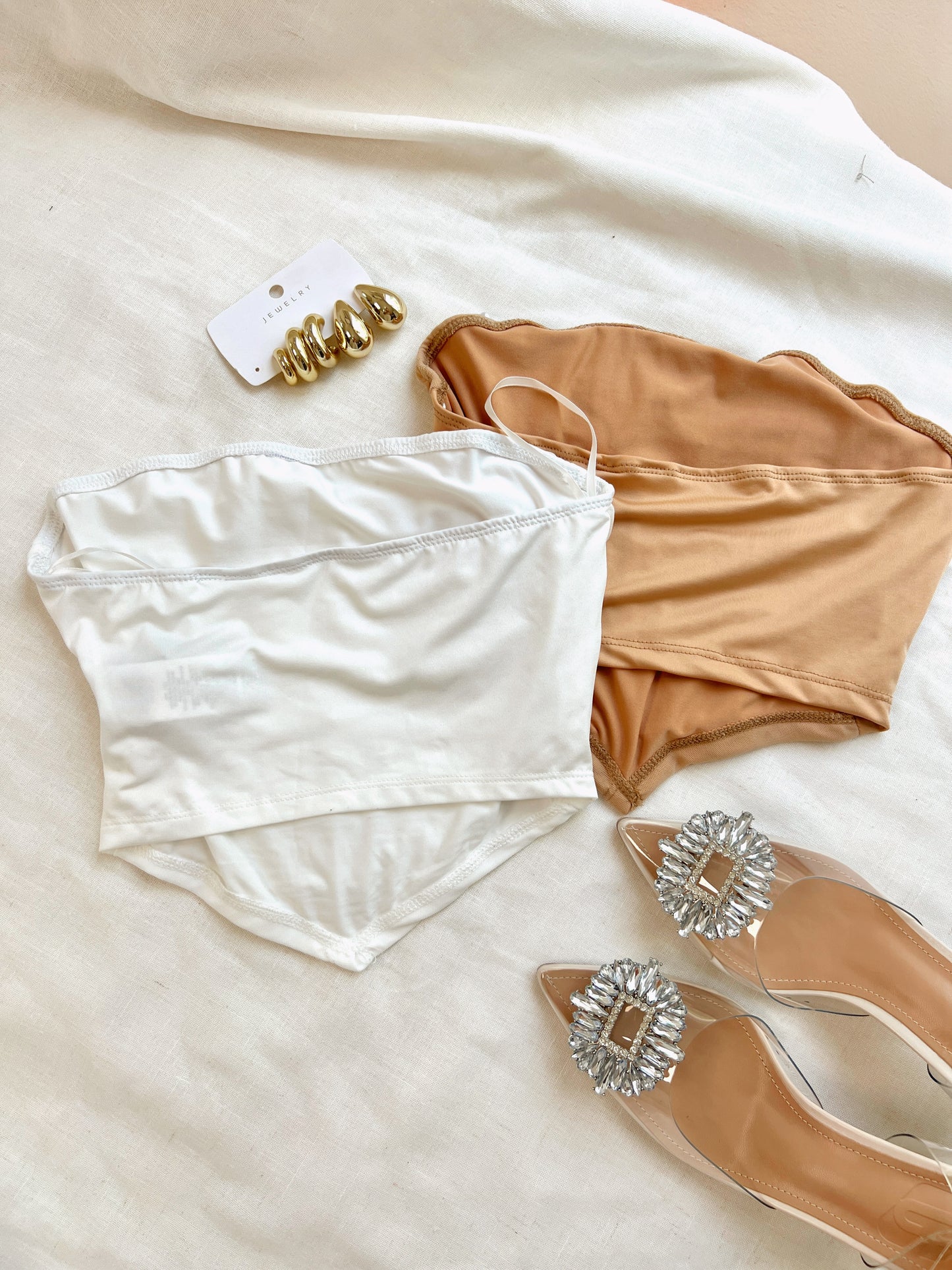 Tan Pearl Tube top