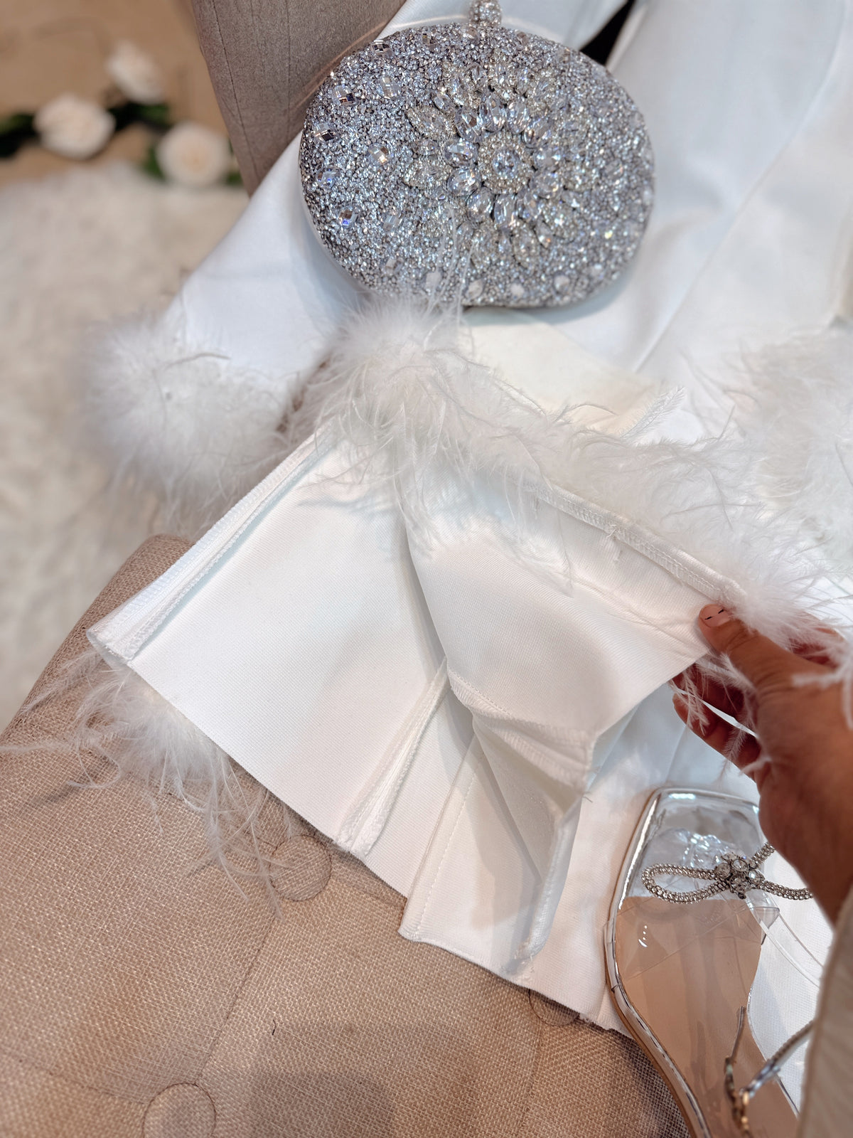 White Faux Fur Blazer Dress