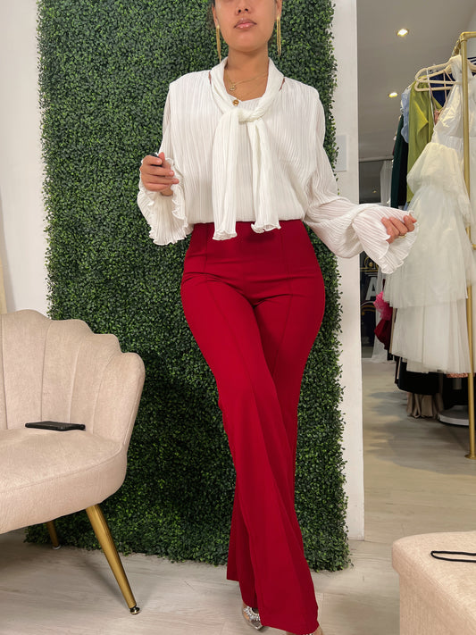 Burgundy Wide Leg Trouser