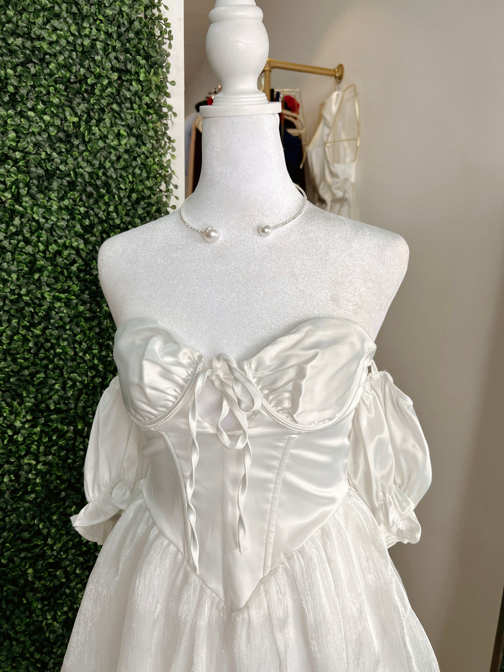White Corset Layered Mini Dress
