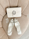 White Pendant Sling Back Pumps Only