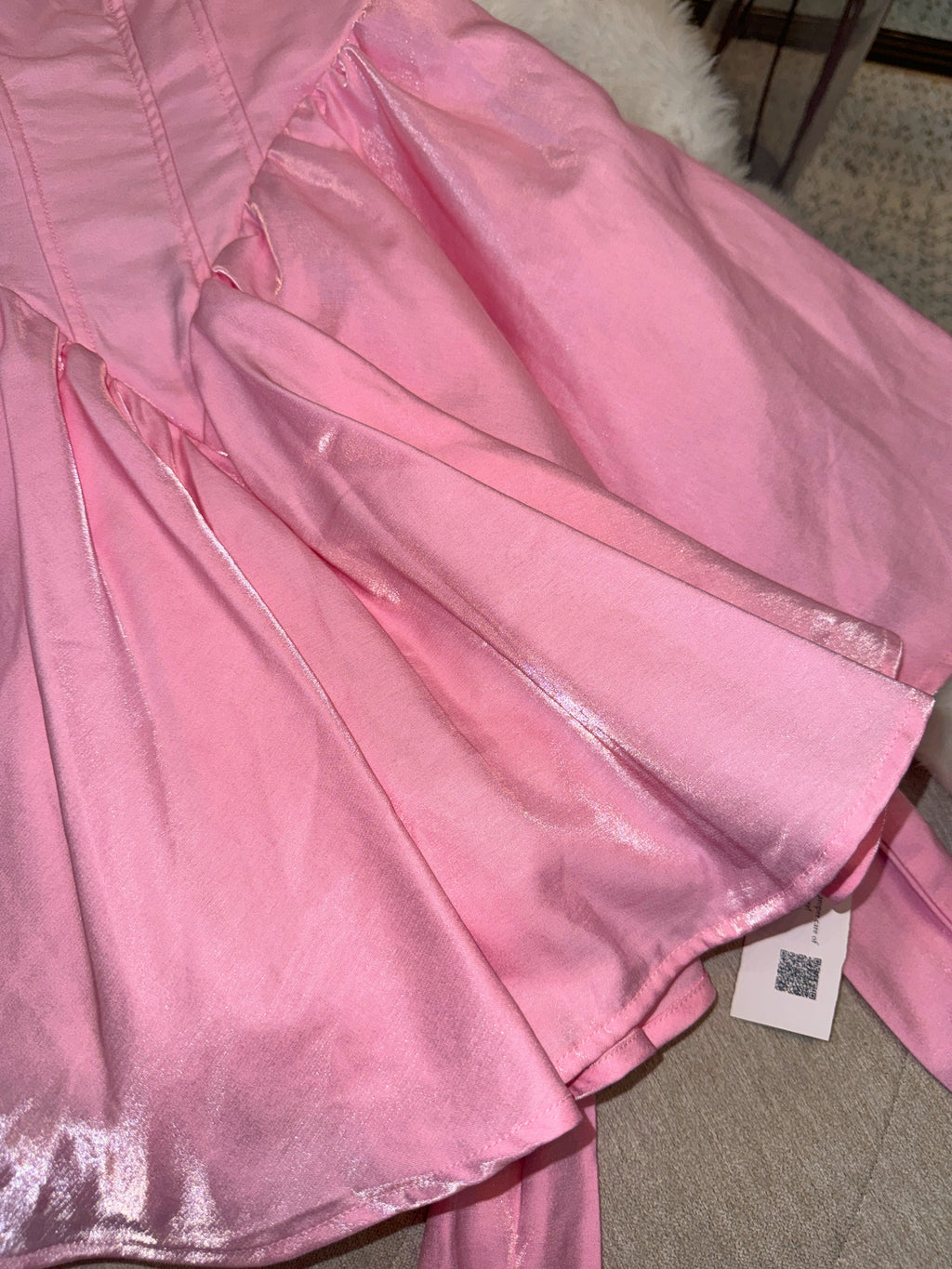 Pink Metallic A-line Mini Dress