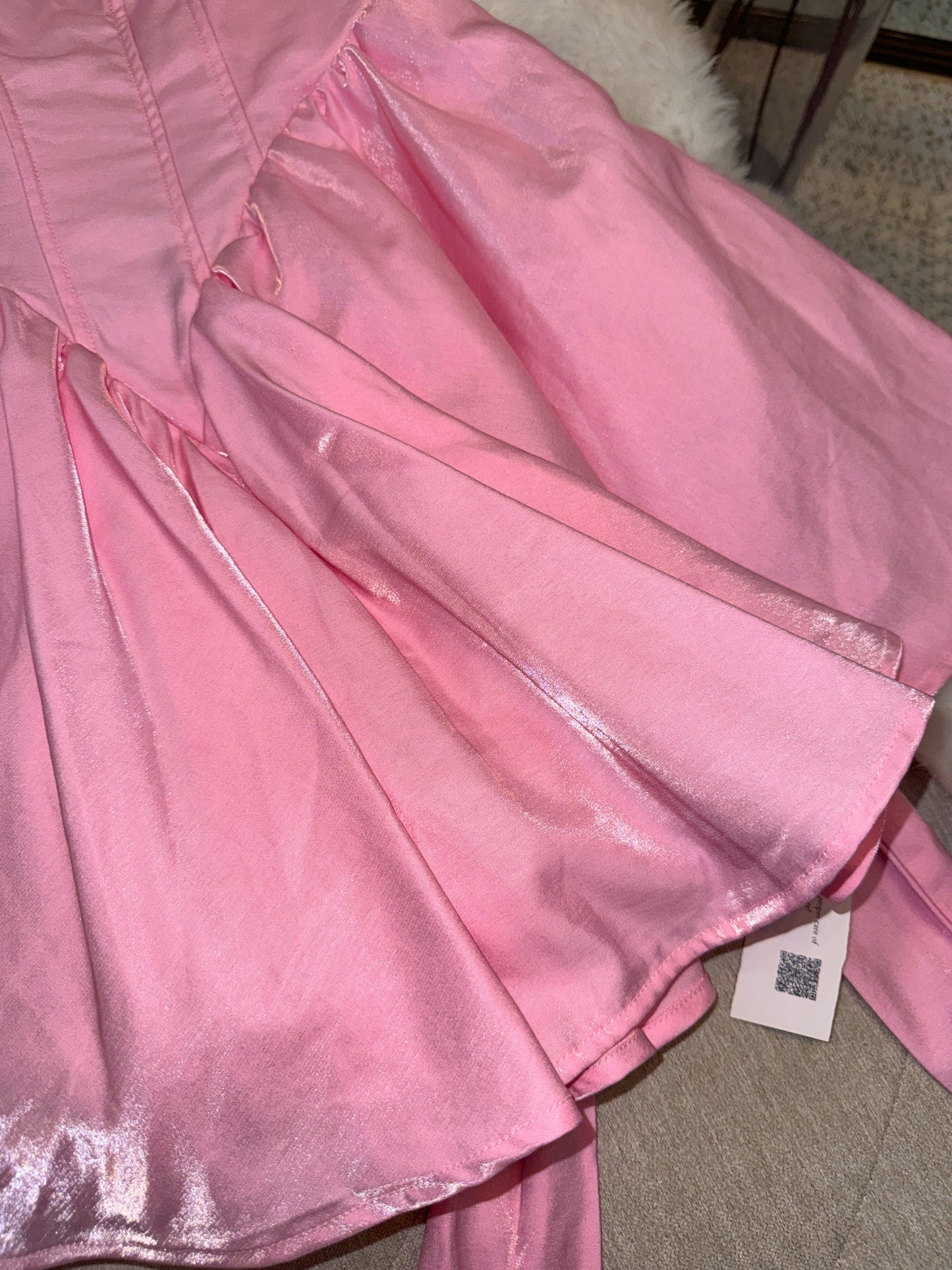 Pink Metallic A-line Mini Dress