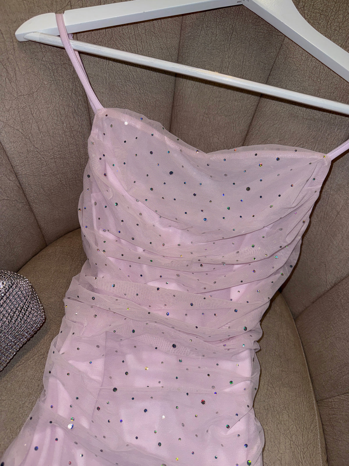 Lavender Sequin Mesh Mini dress