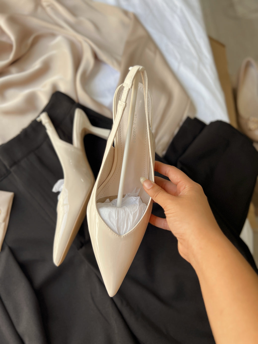 Ivory Sling Back Pumps