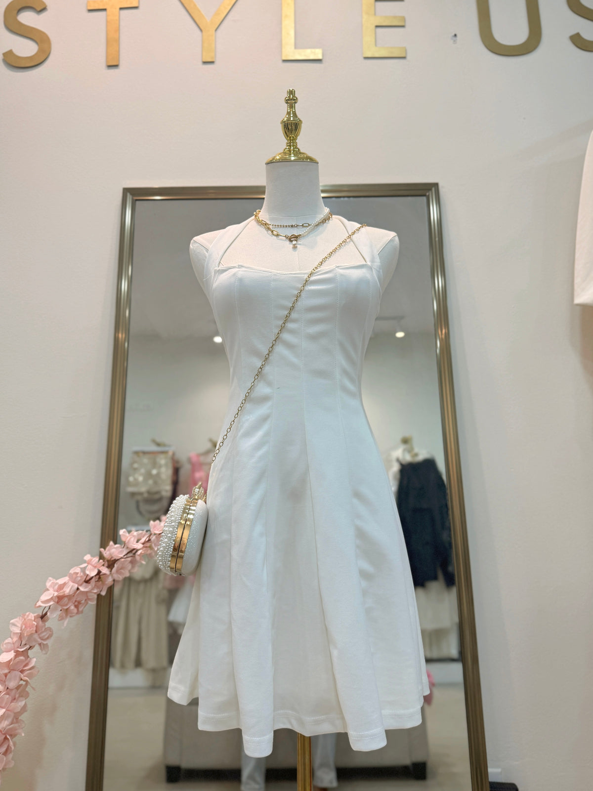 White Laced A-line Mini Dress
