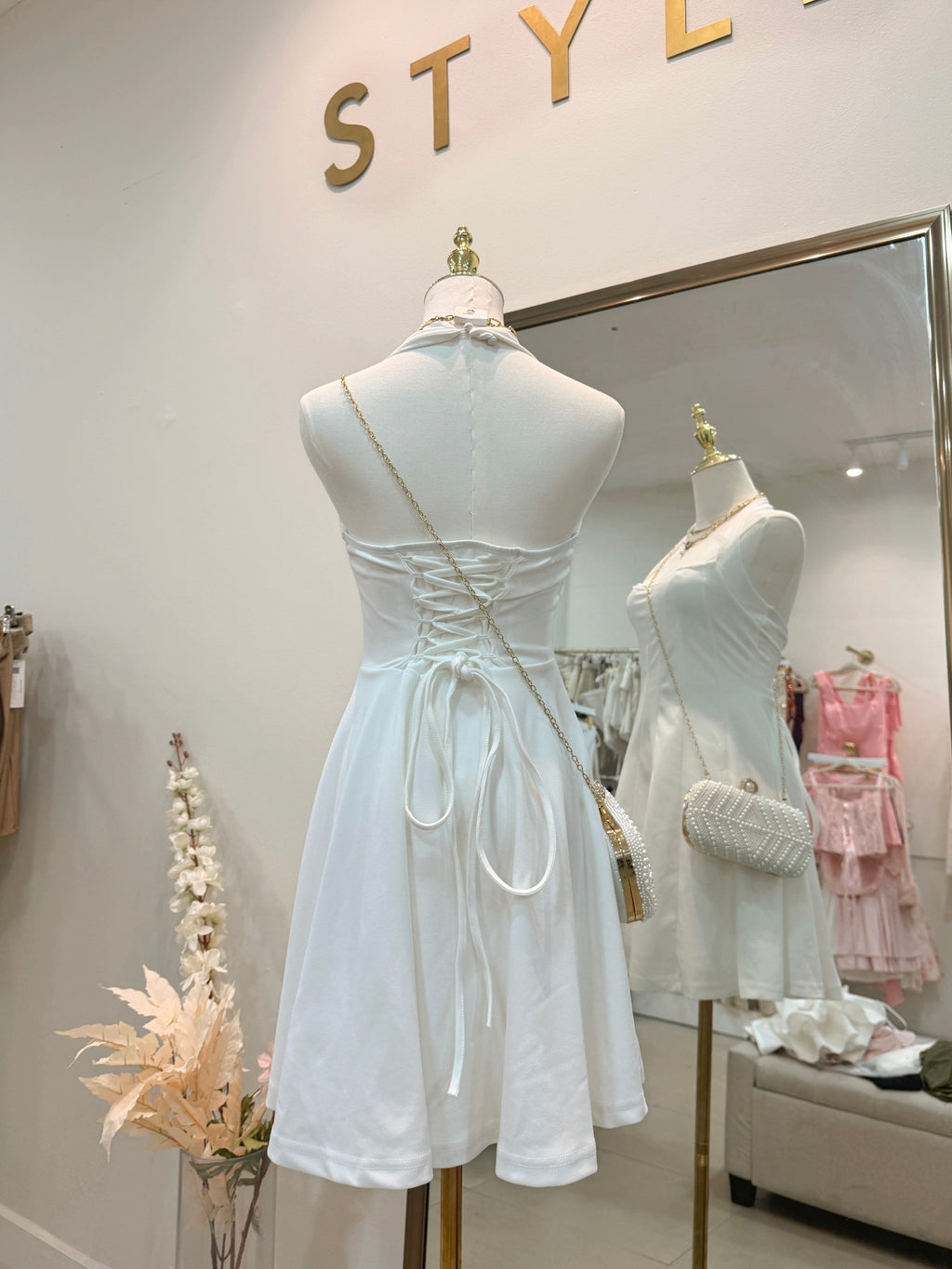 White Laced A-line Mini Dress