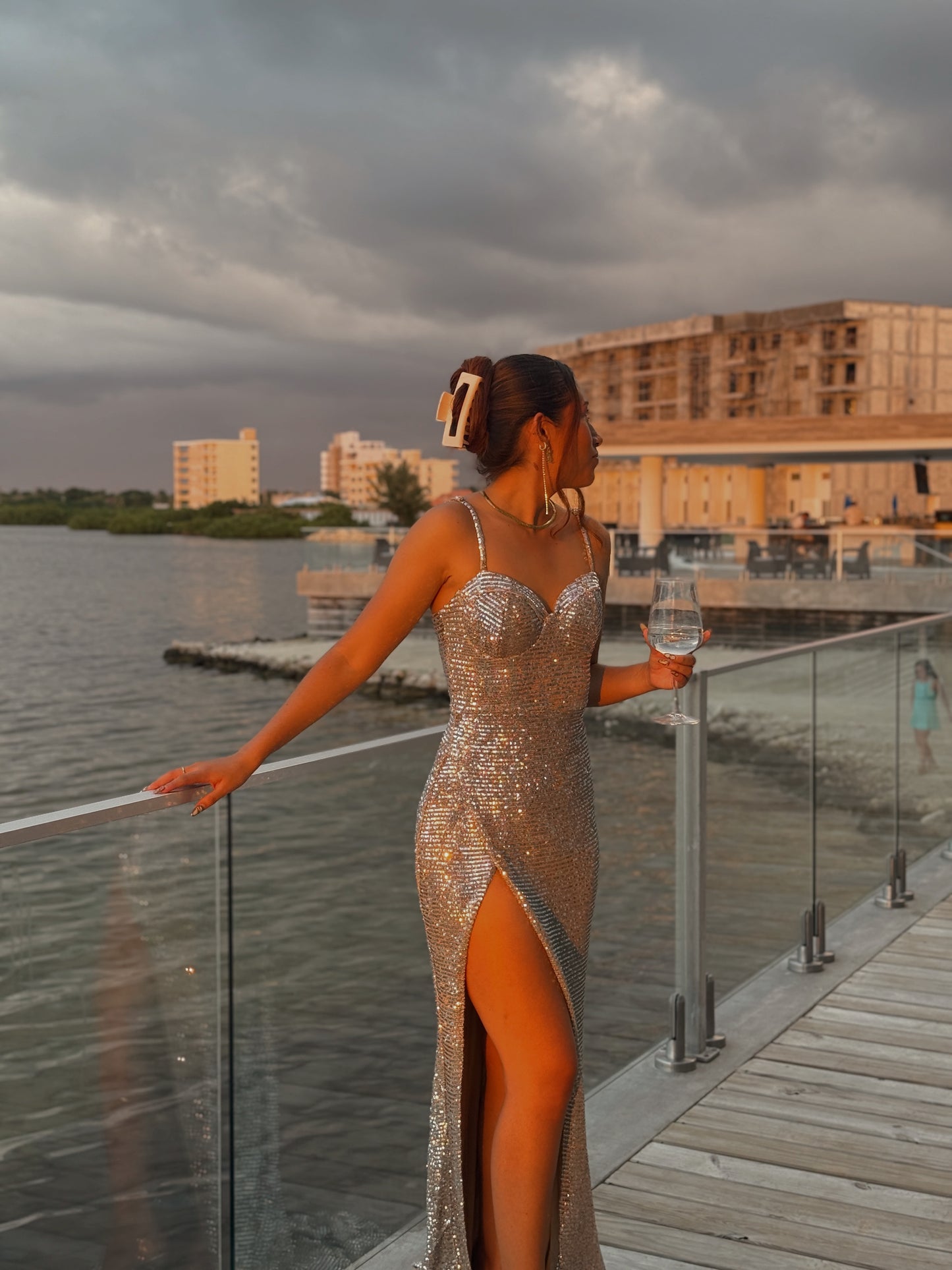Cobalt Silver Bustier Luxe Dress