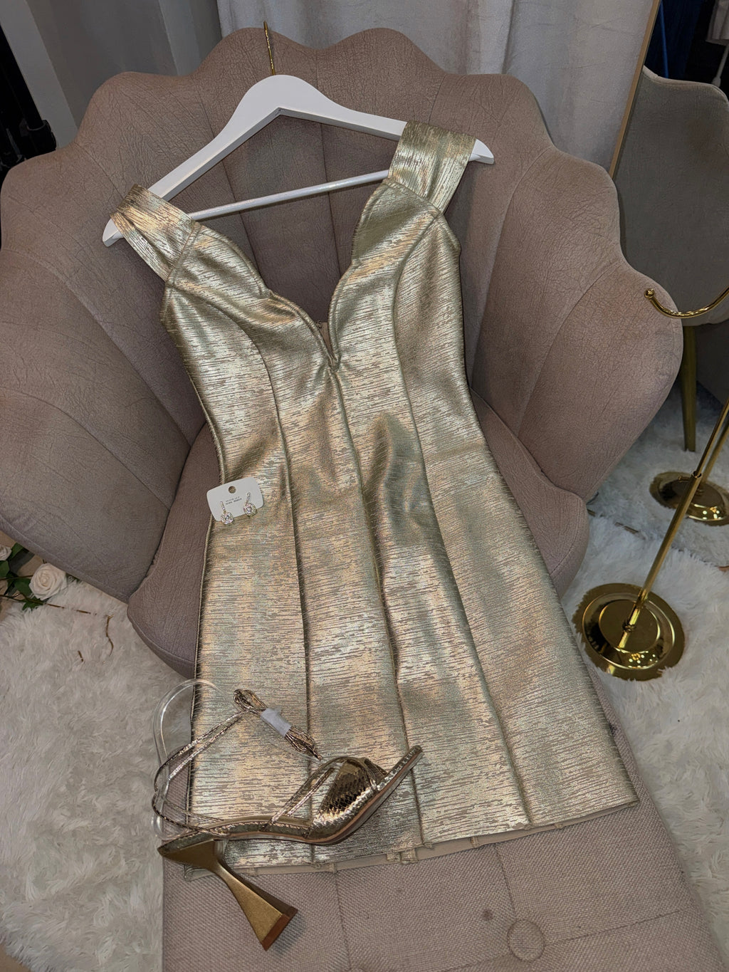 Gold Metallic Bandage Mini dress