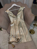 Gold Metallic Bandage Mini dress