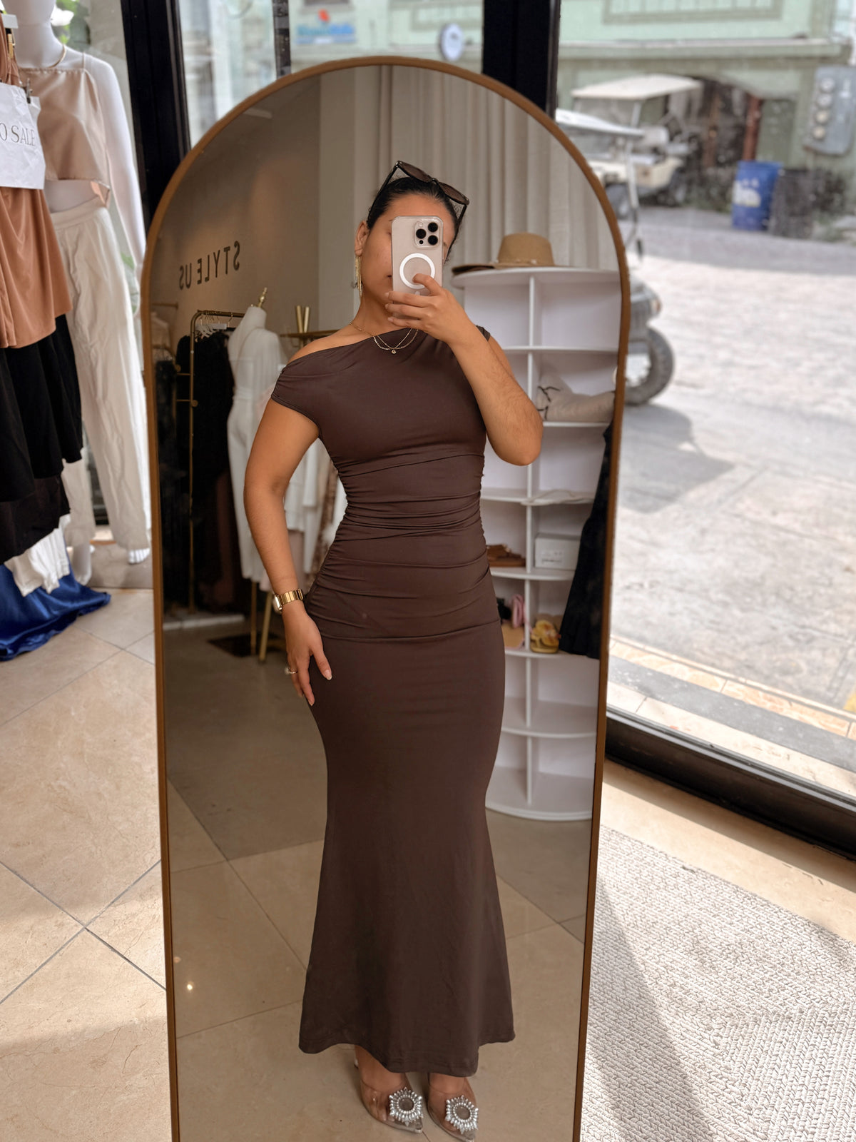 Coffee Browb Bodycon Maxi Dress