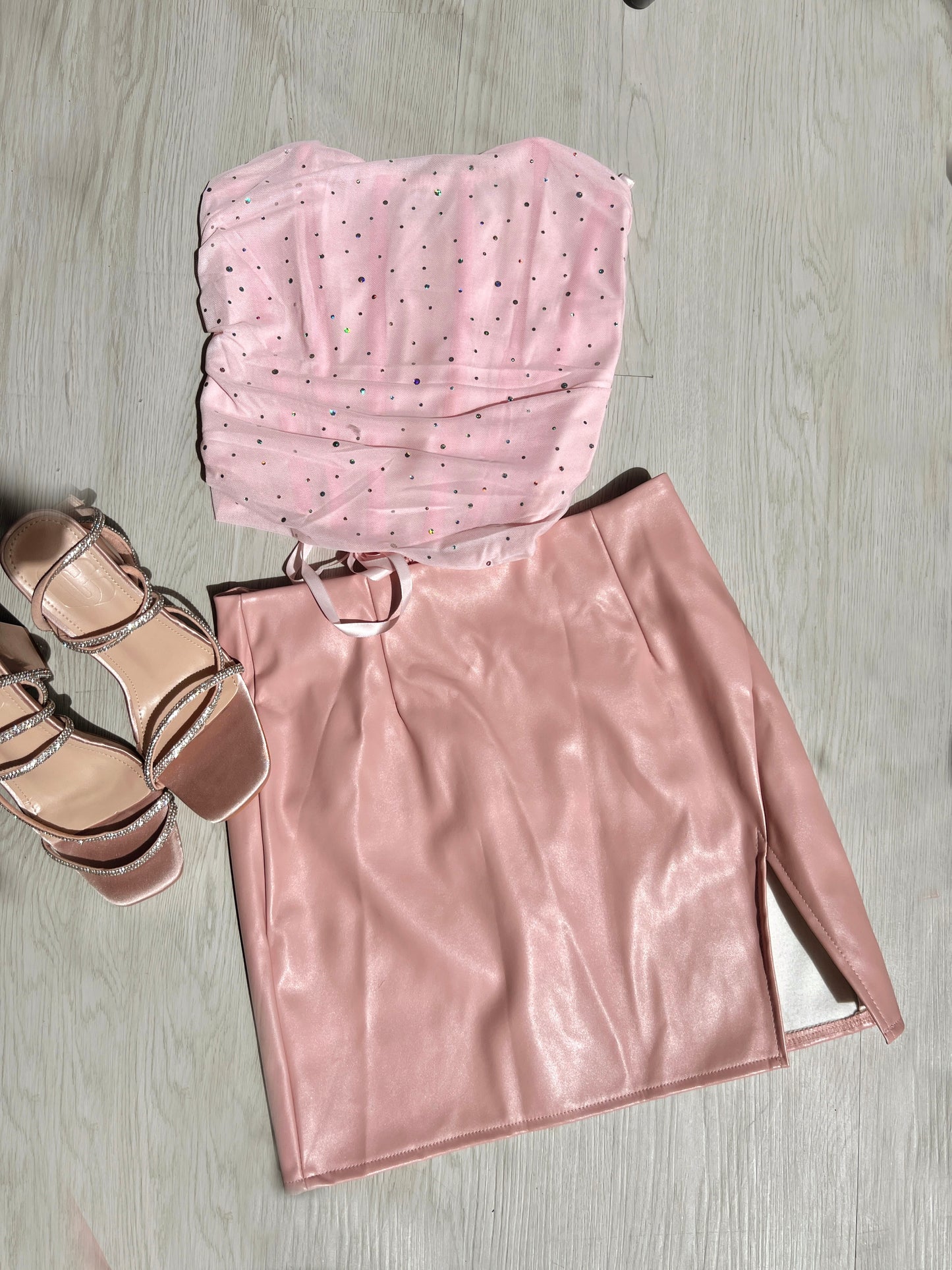 Light Pink Leather Skirt