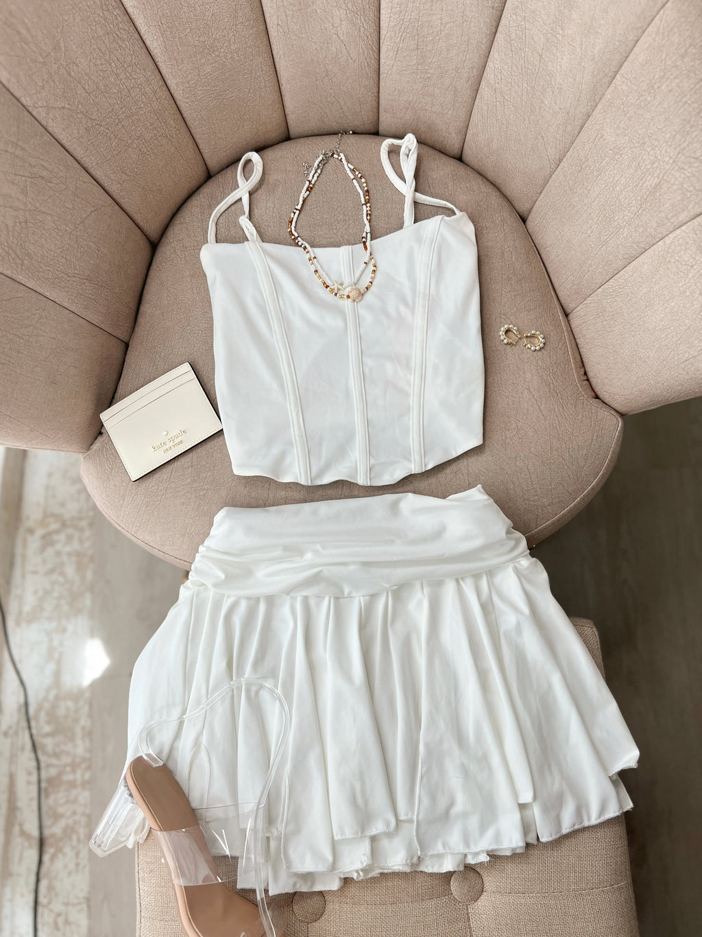 White 2pc Mini Skirt Set