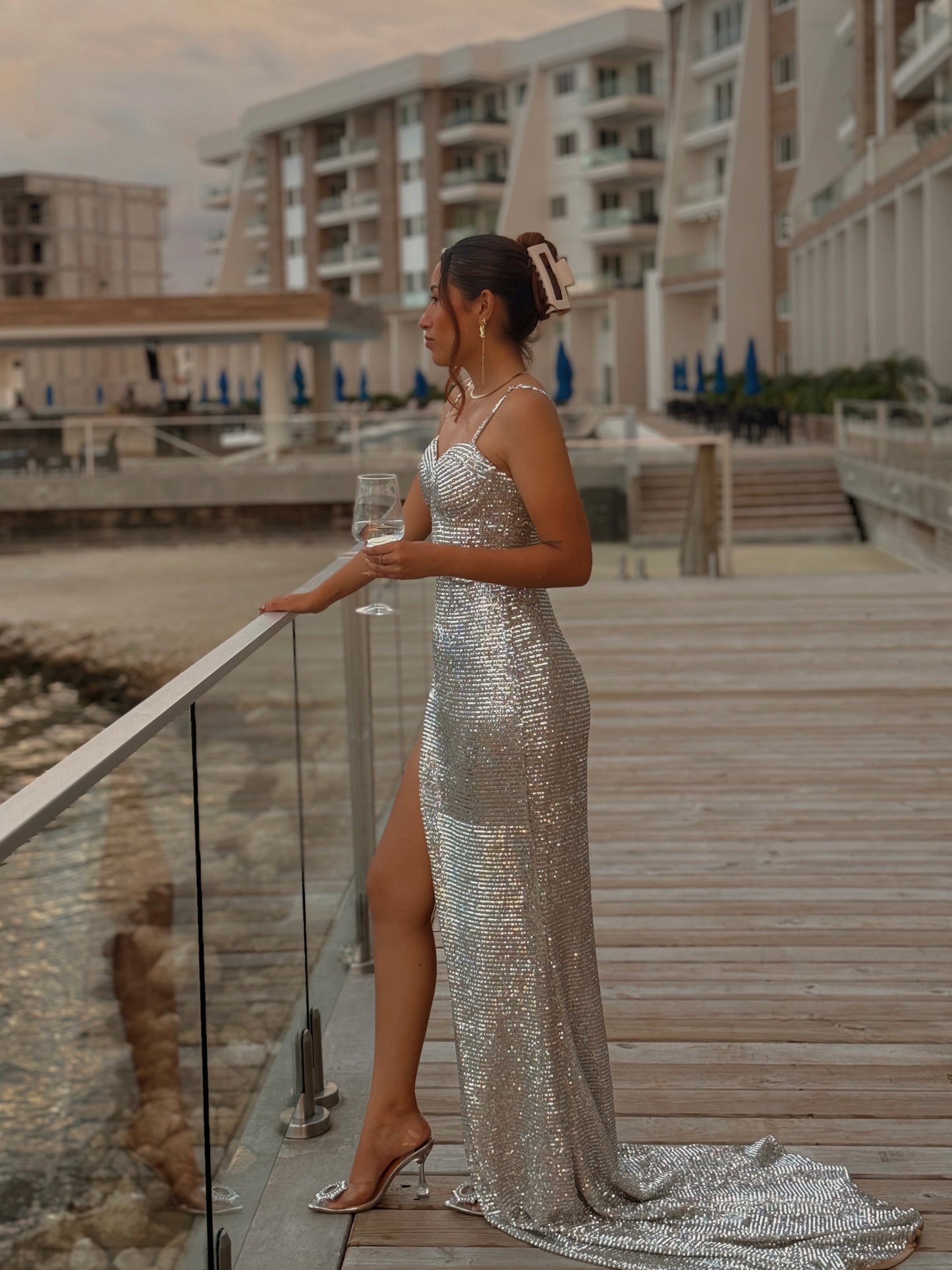 Cobalt Silver Bustier Luxe Dress