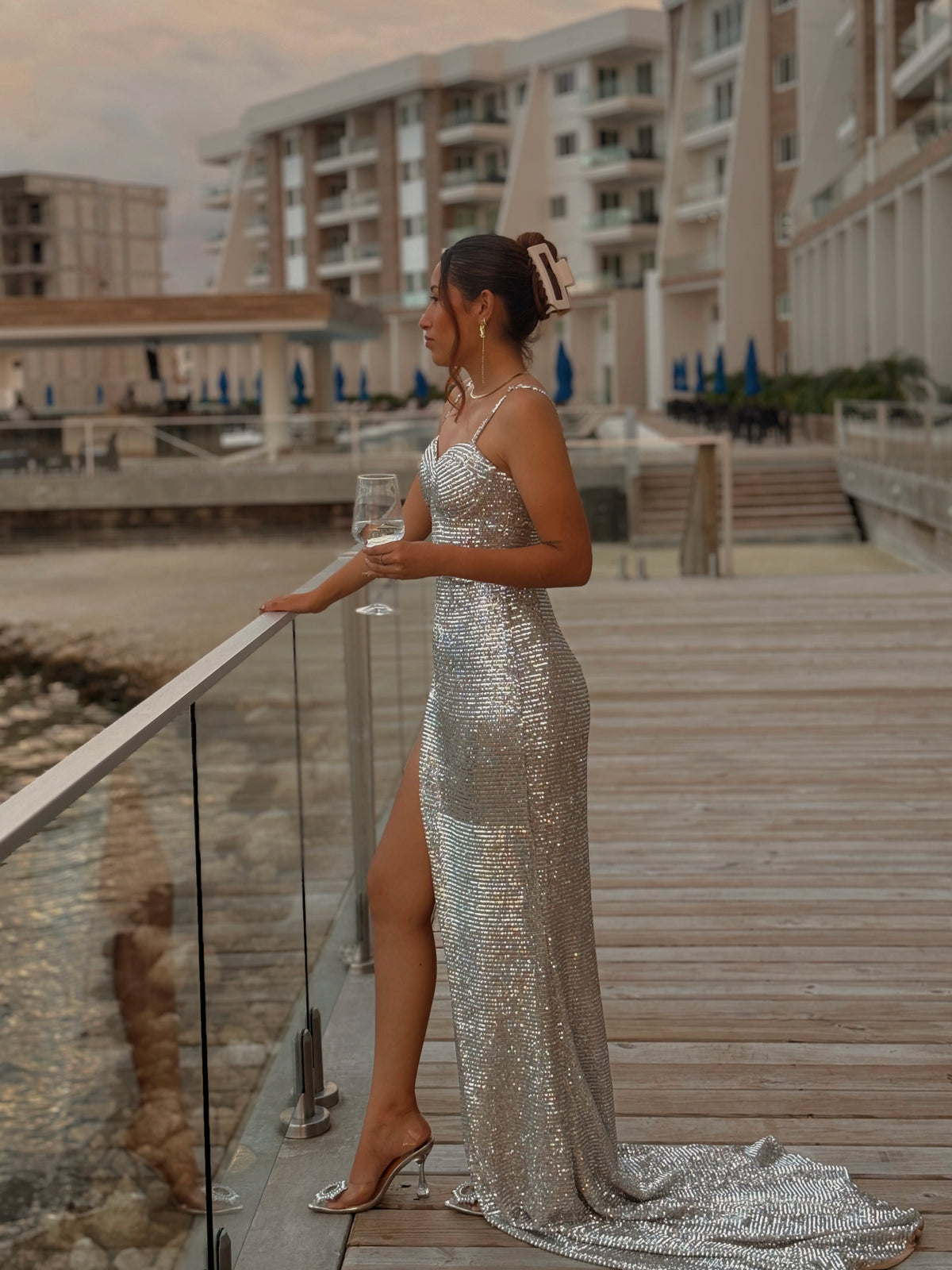 Cobalt Silver Bustier Luxe Dress