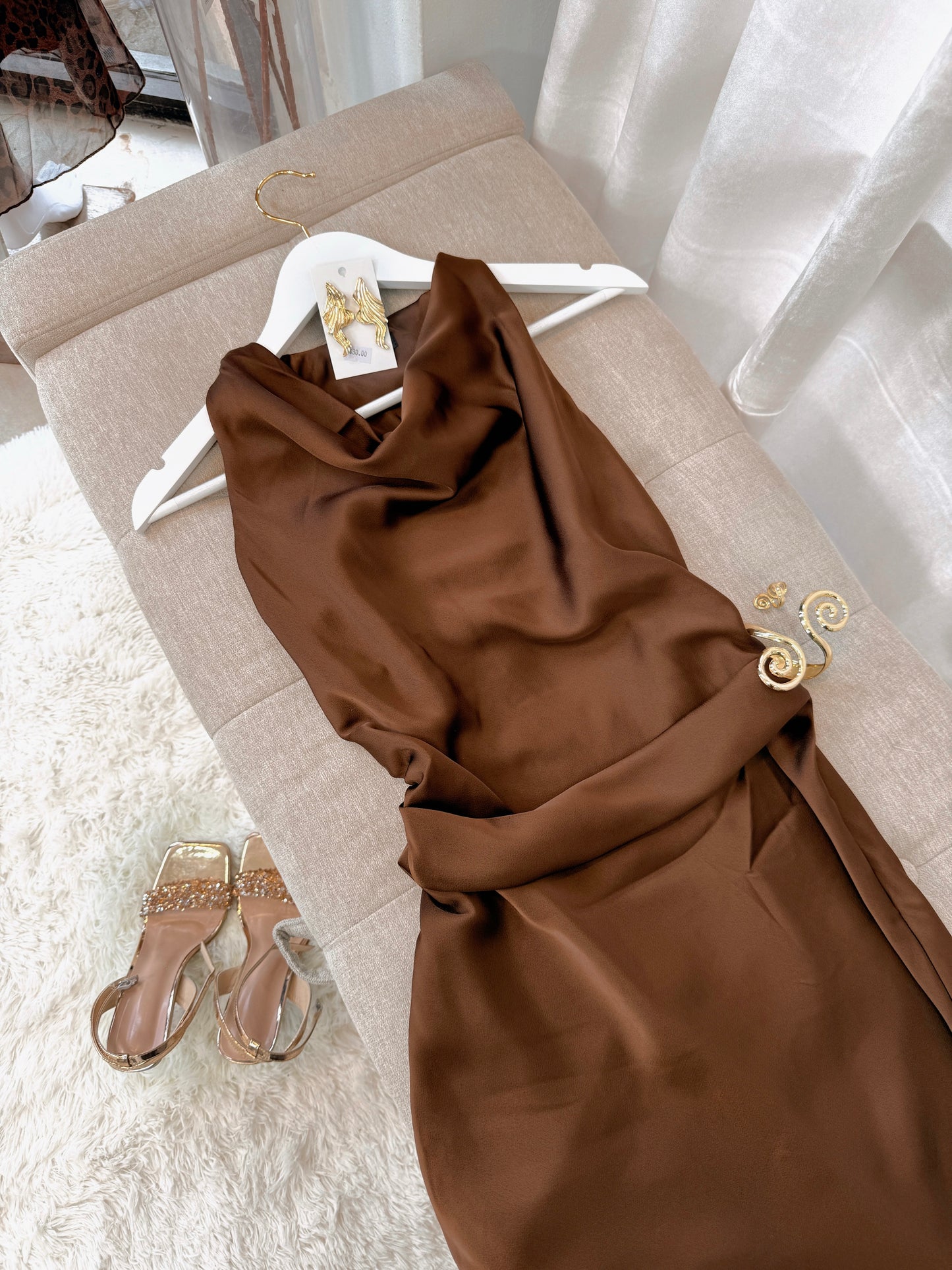 Espresso Tank Silk Midi Dress