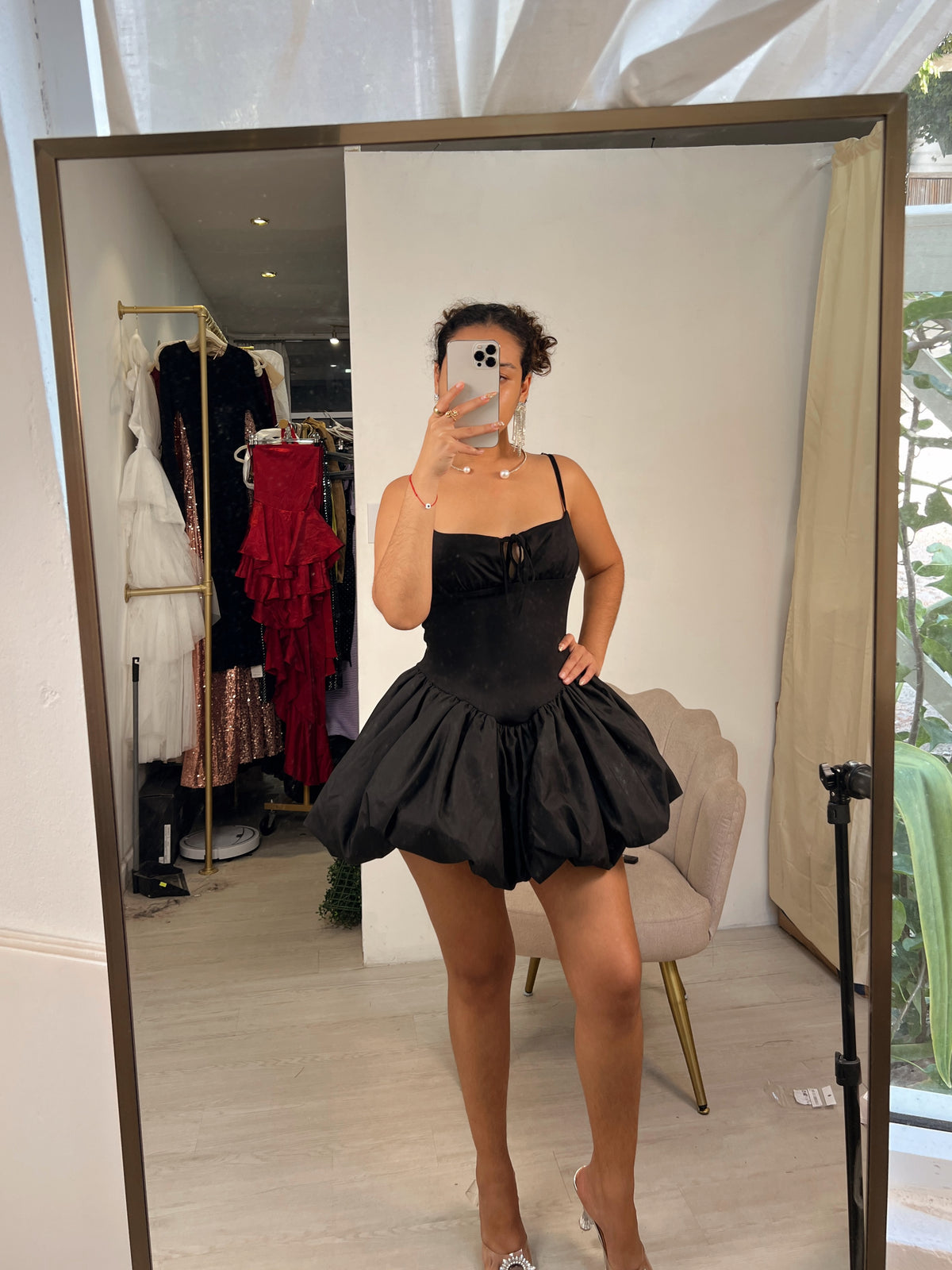 Black Bubble Cami Mini Dress