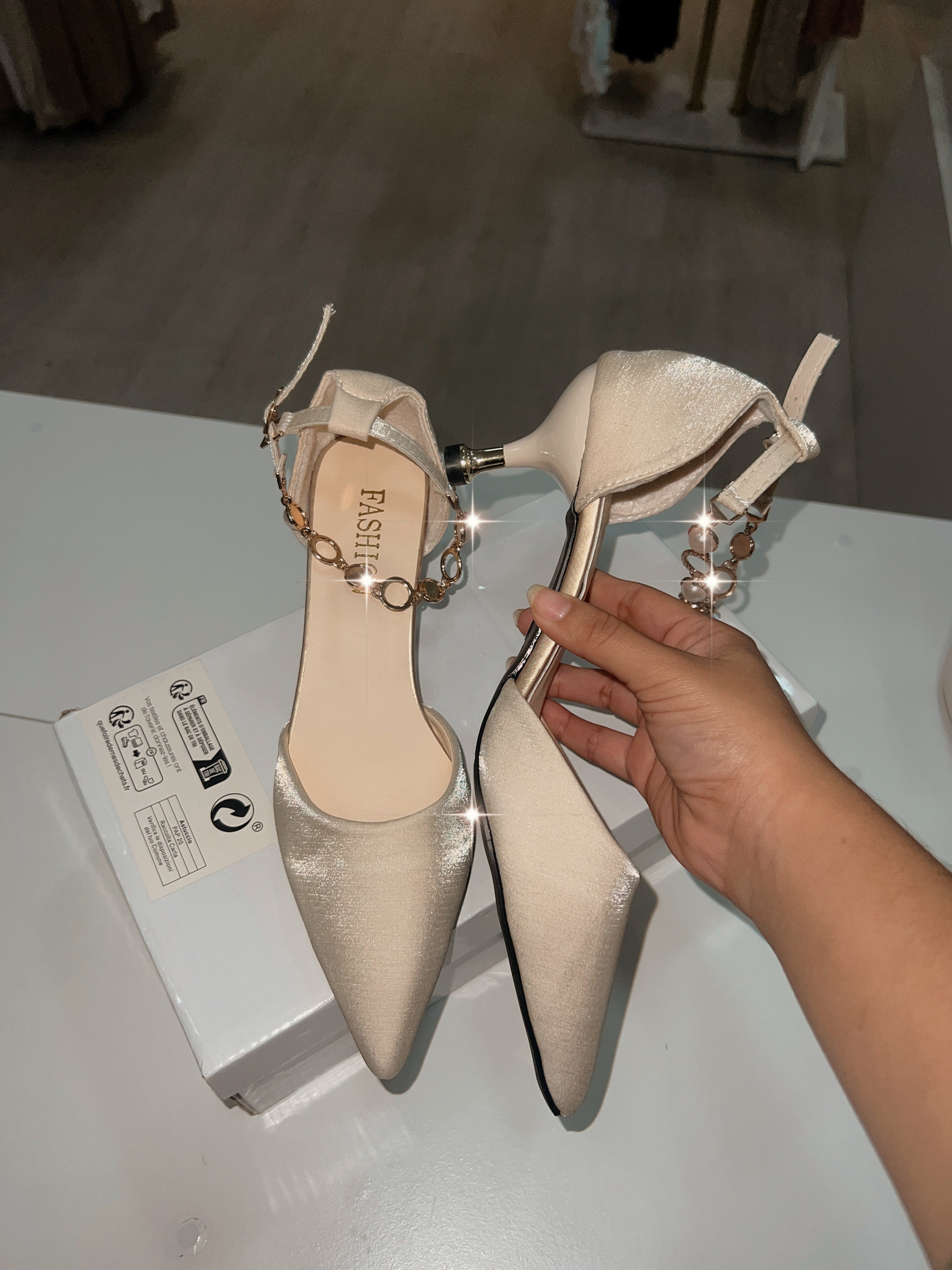 Champagne satin pumps deals