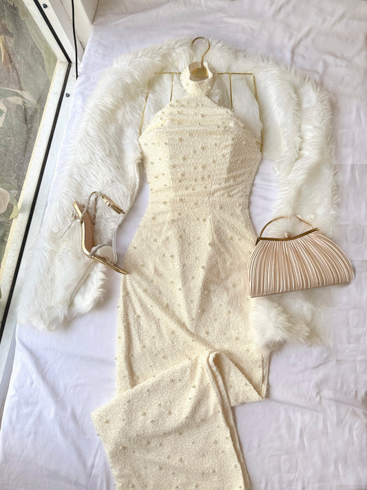 Pearl Embellished Ivory Gown
